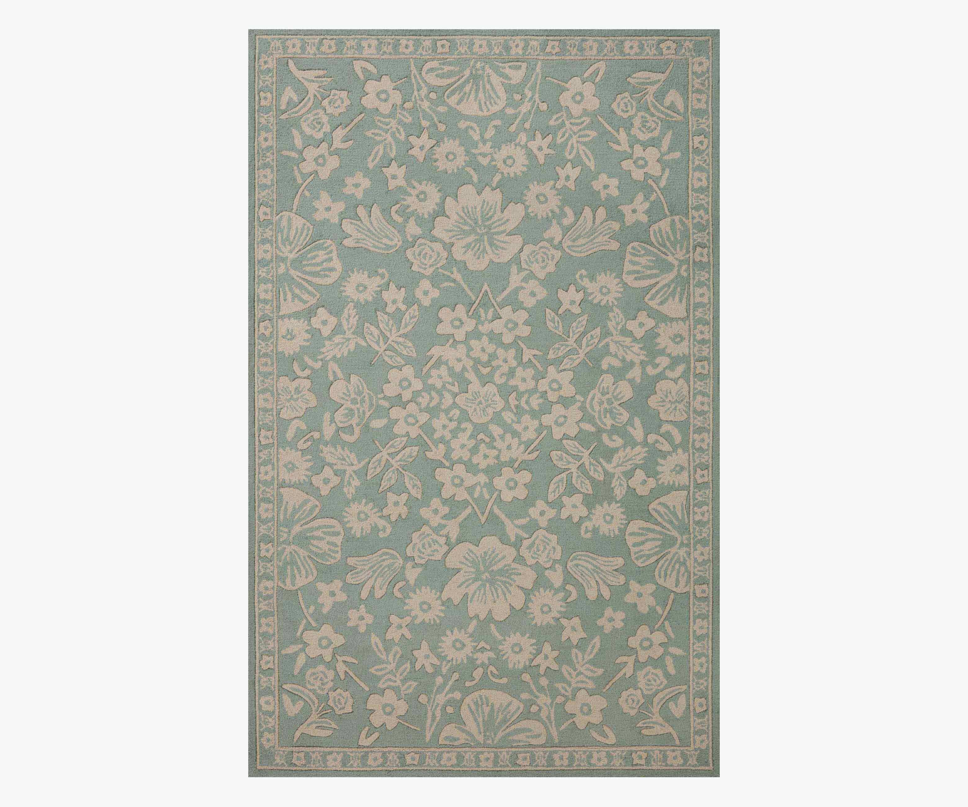 Arboretum Rose Garden Wool-Hooked Rug - Jade - Image 13