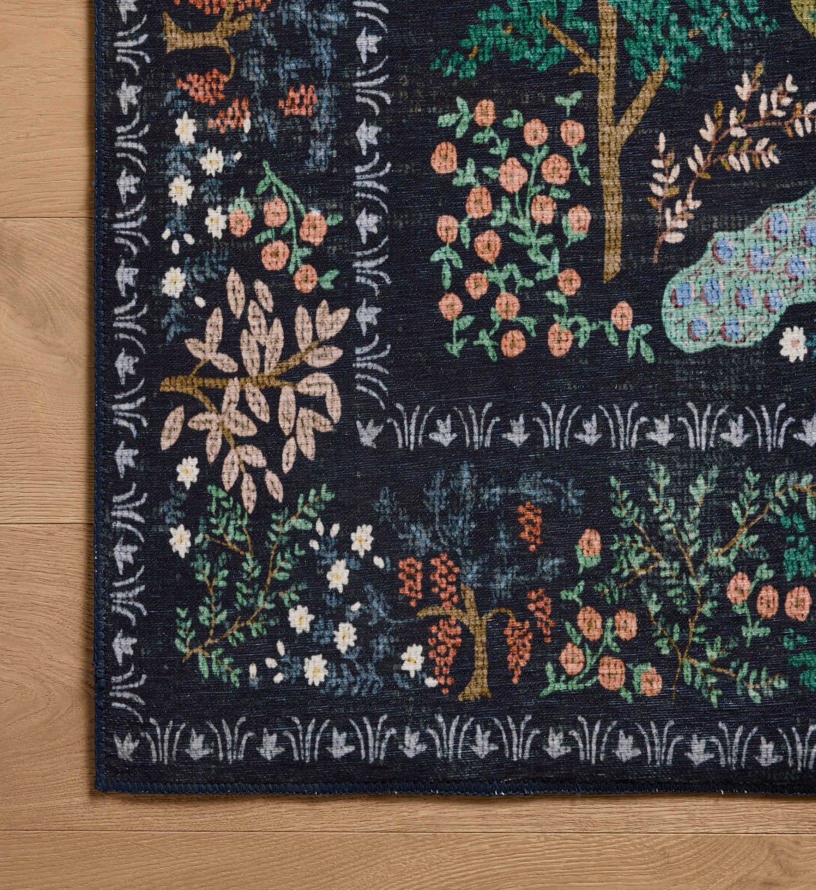 Canopy Peacock Forest Printed Rug - Charcoal - Image 3