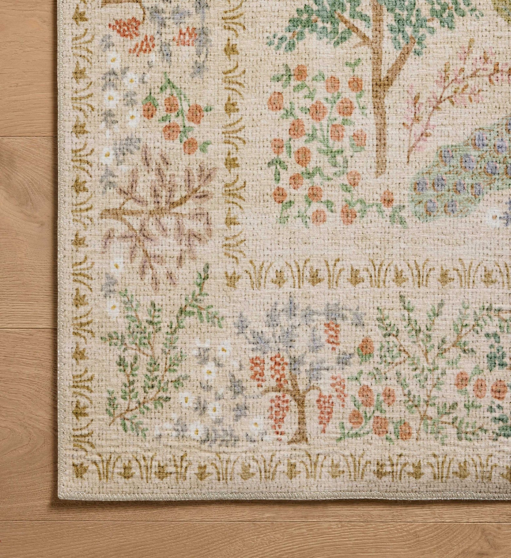Canopy Peacock Forest Printed Rug - Cream - Image 3