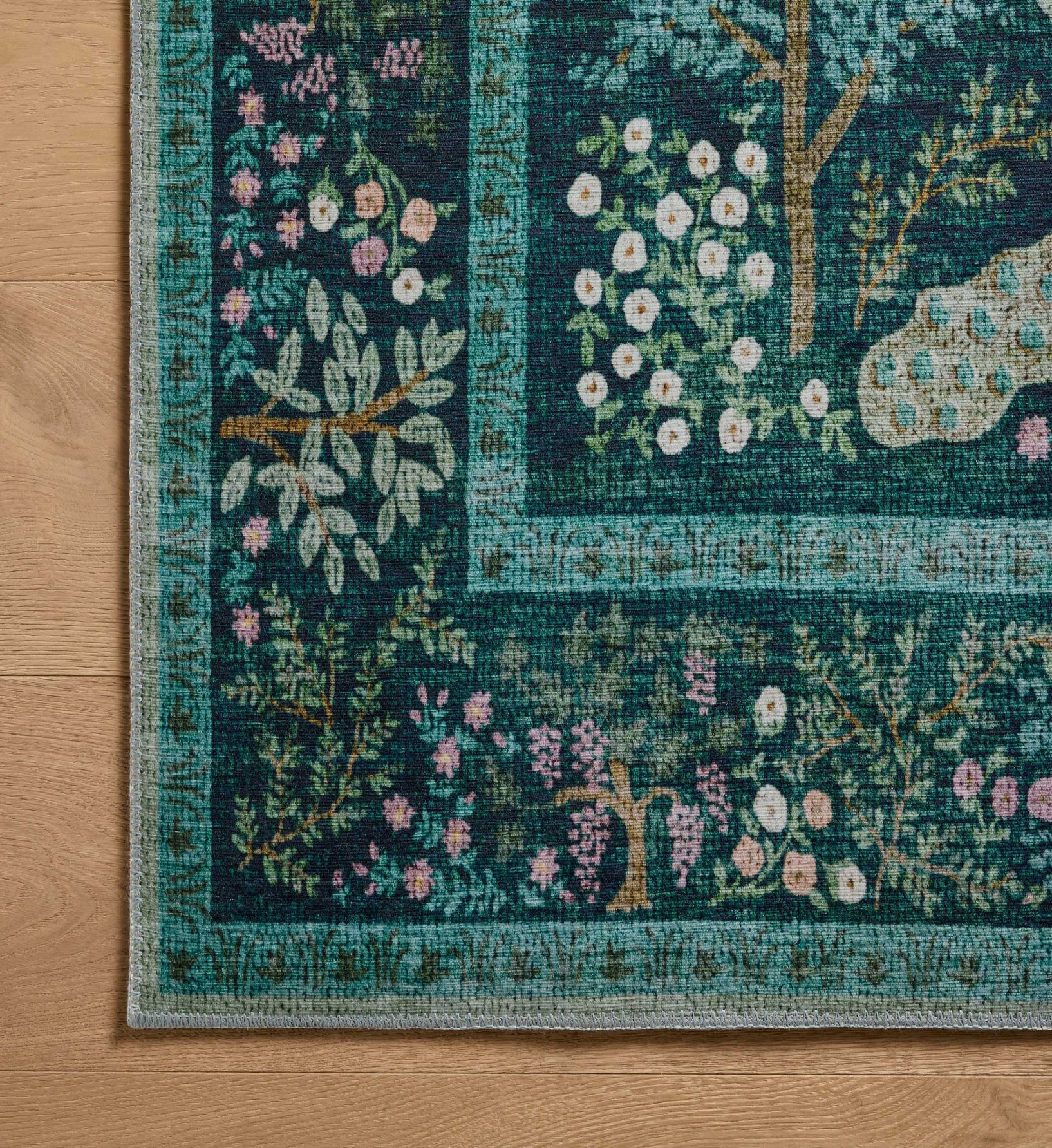 Canopy Peacock Forest Printed Rug - Teal - Image 3