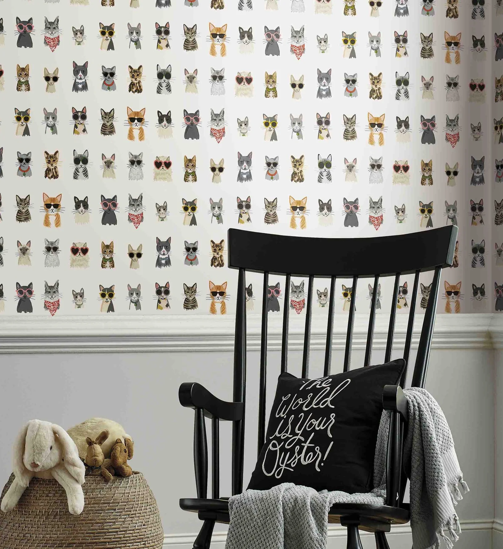 Cool Cats Peel & Stick Wallpaper - White Multi - Image 2