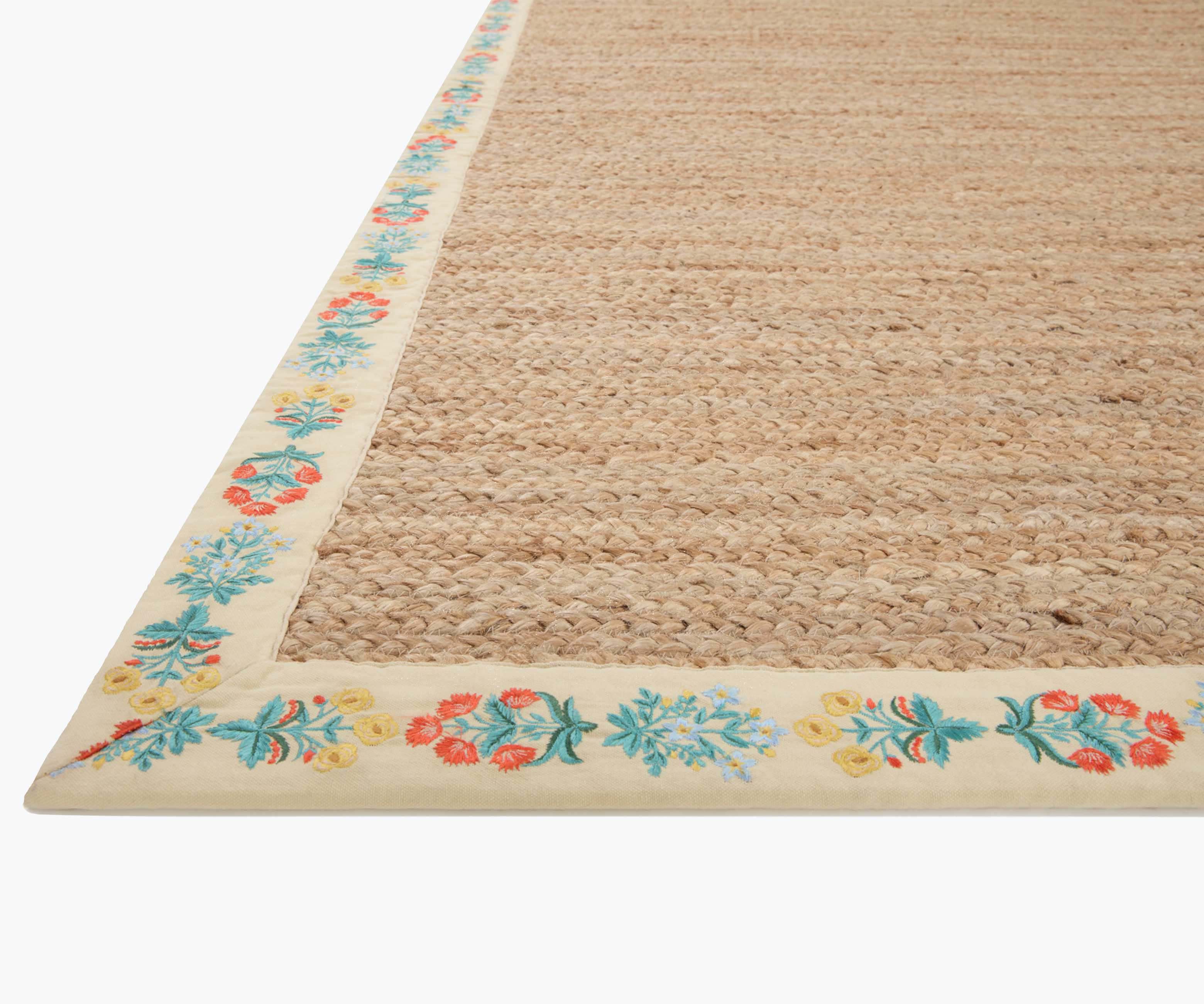 Costa Mughal Rose Jute Rug - Natural & Cream - Image 2