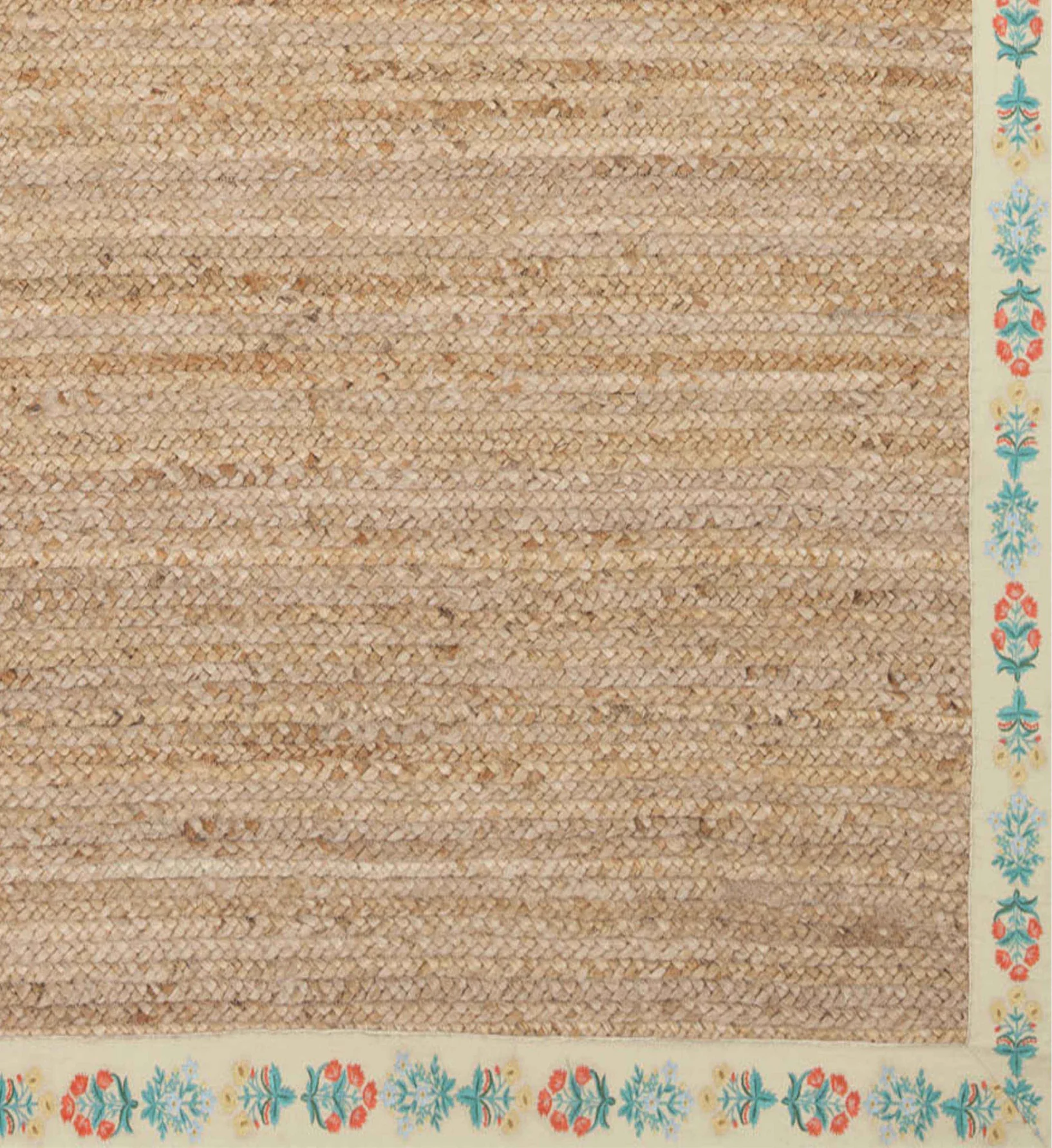 Costa Mughal Rose Jute Rug - Natural & Cream - Image 3