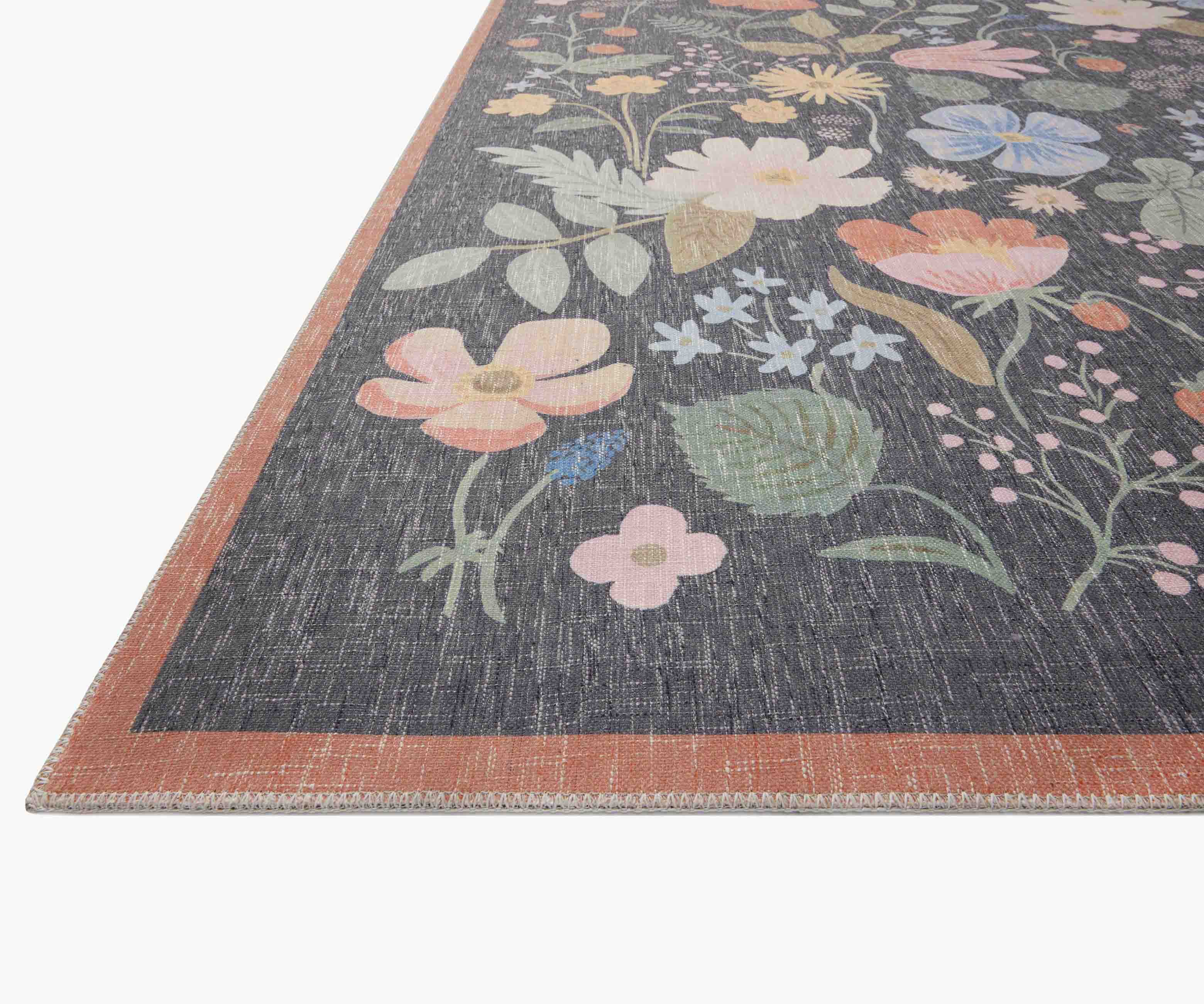 Cotswolds Strawberry Fields Power Loomed Rug - Black - Image 2