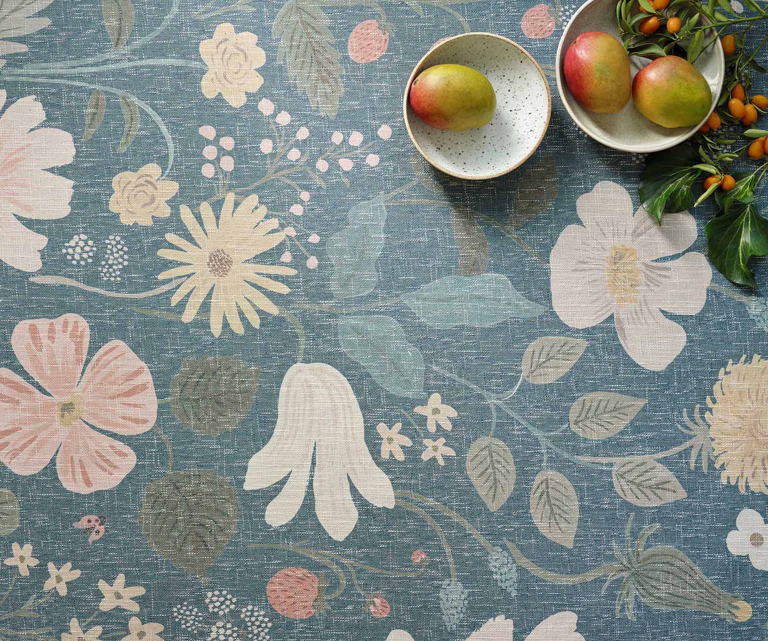 Cotswolds Strawberry Fields Power Loomed Rug - Teal - Image 2