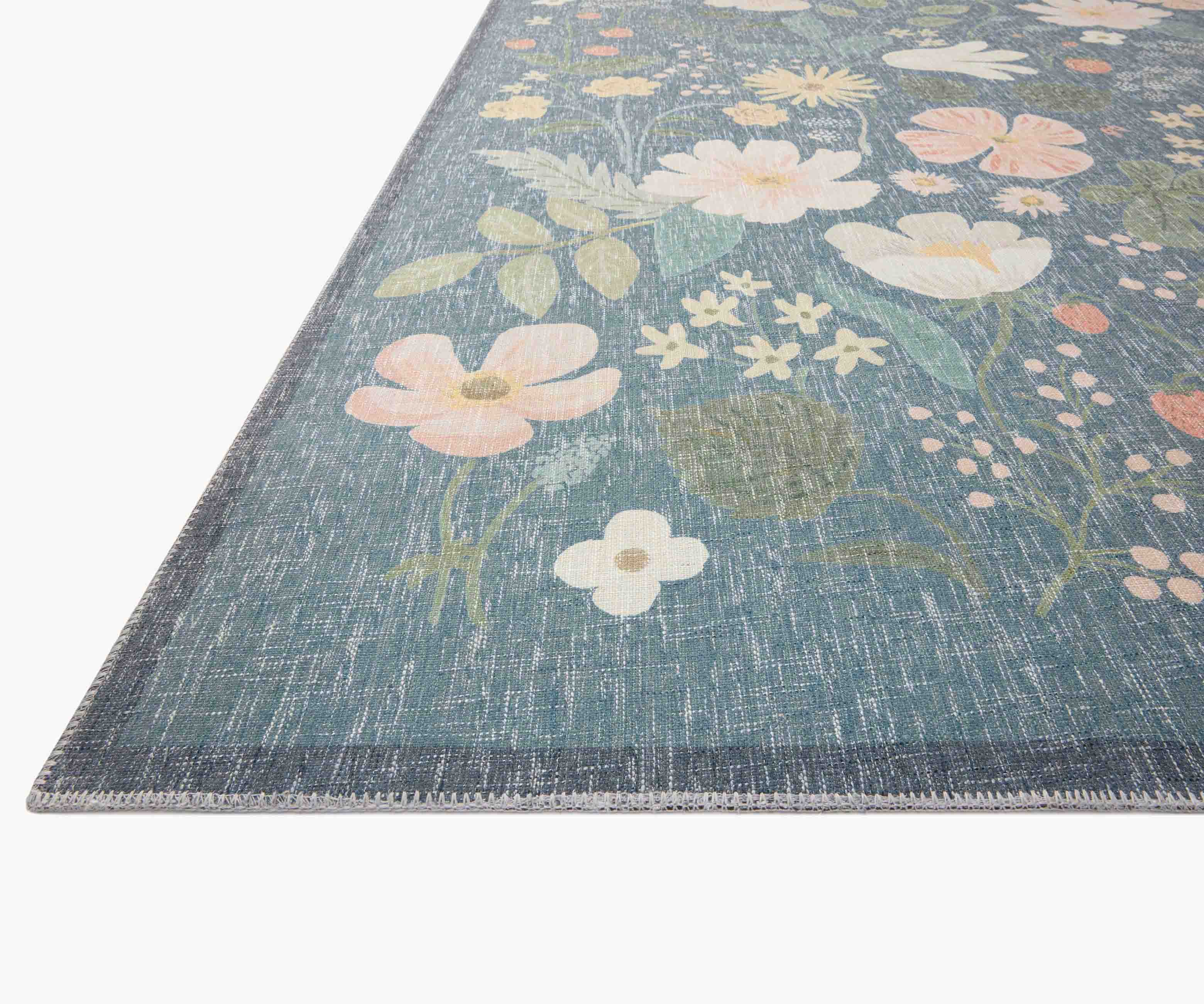 Cotswolds Strawberry Fields Power Loomed Rug - Teal - Image 3