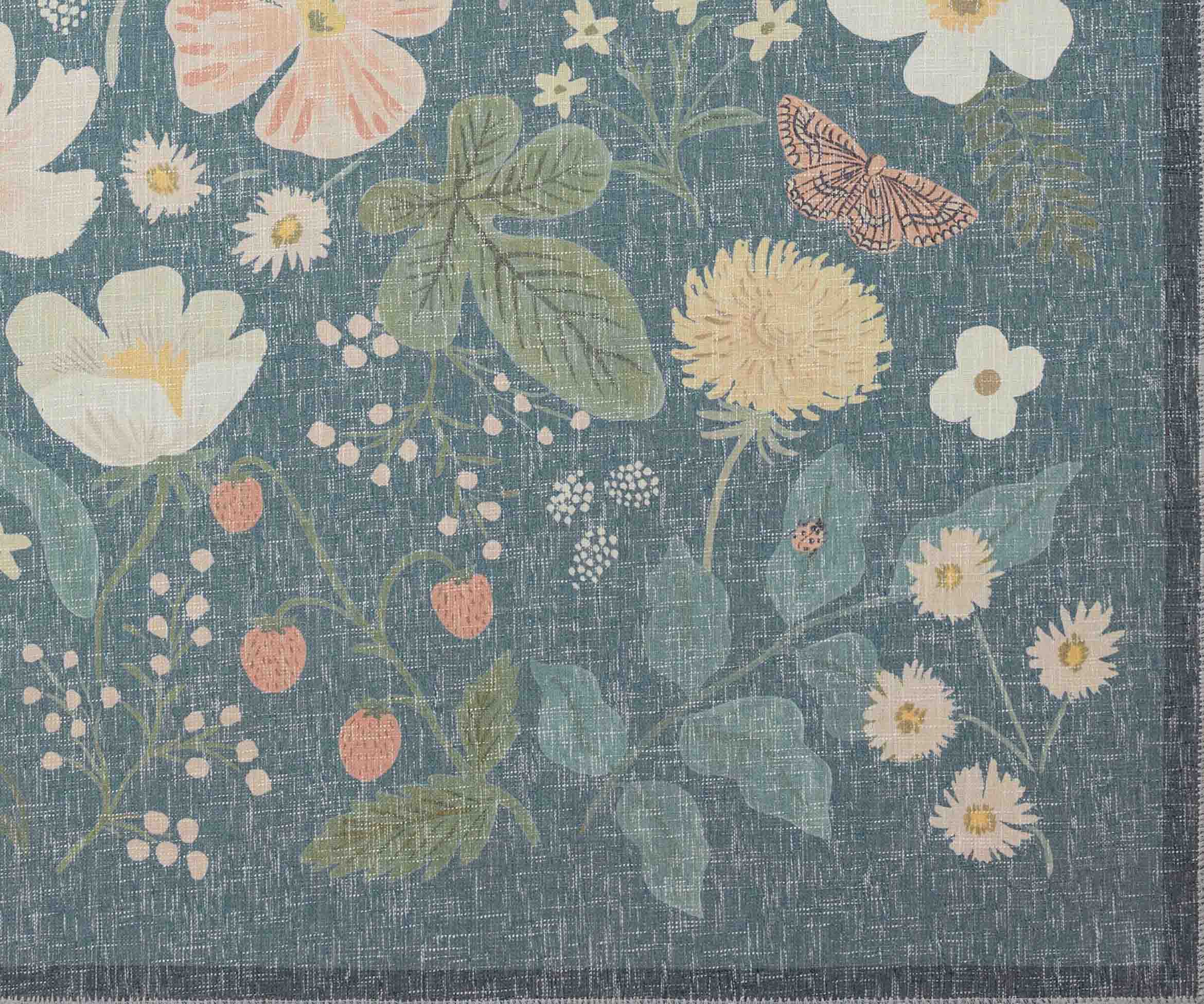Cotswolds Strawberry Fields Power Loomed Rug - Teal - Image 4