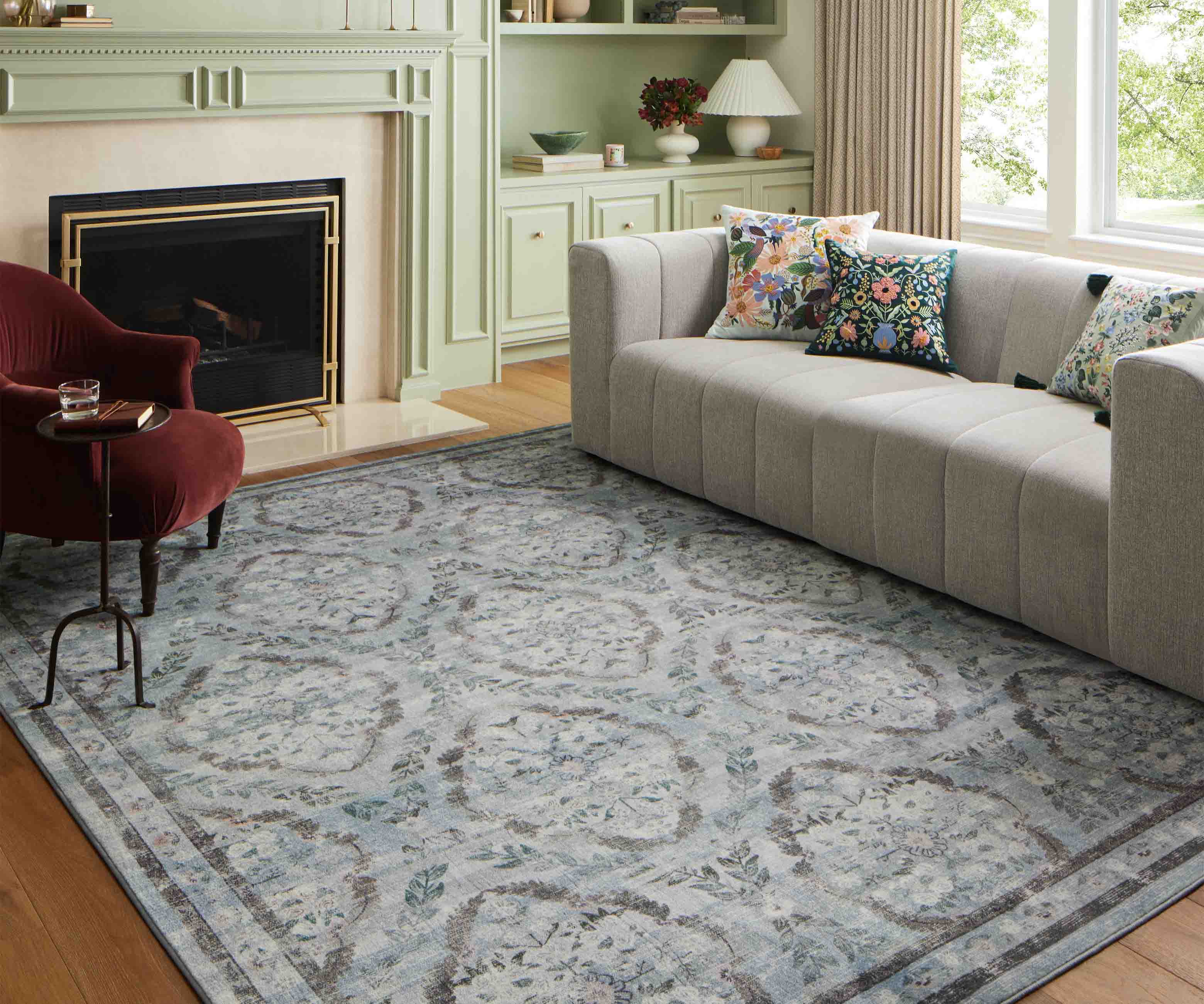 Courtyard Chateau Printed Rug - Blue - Image 4
