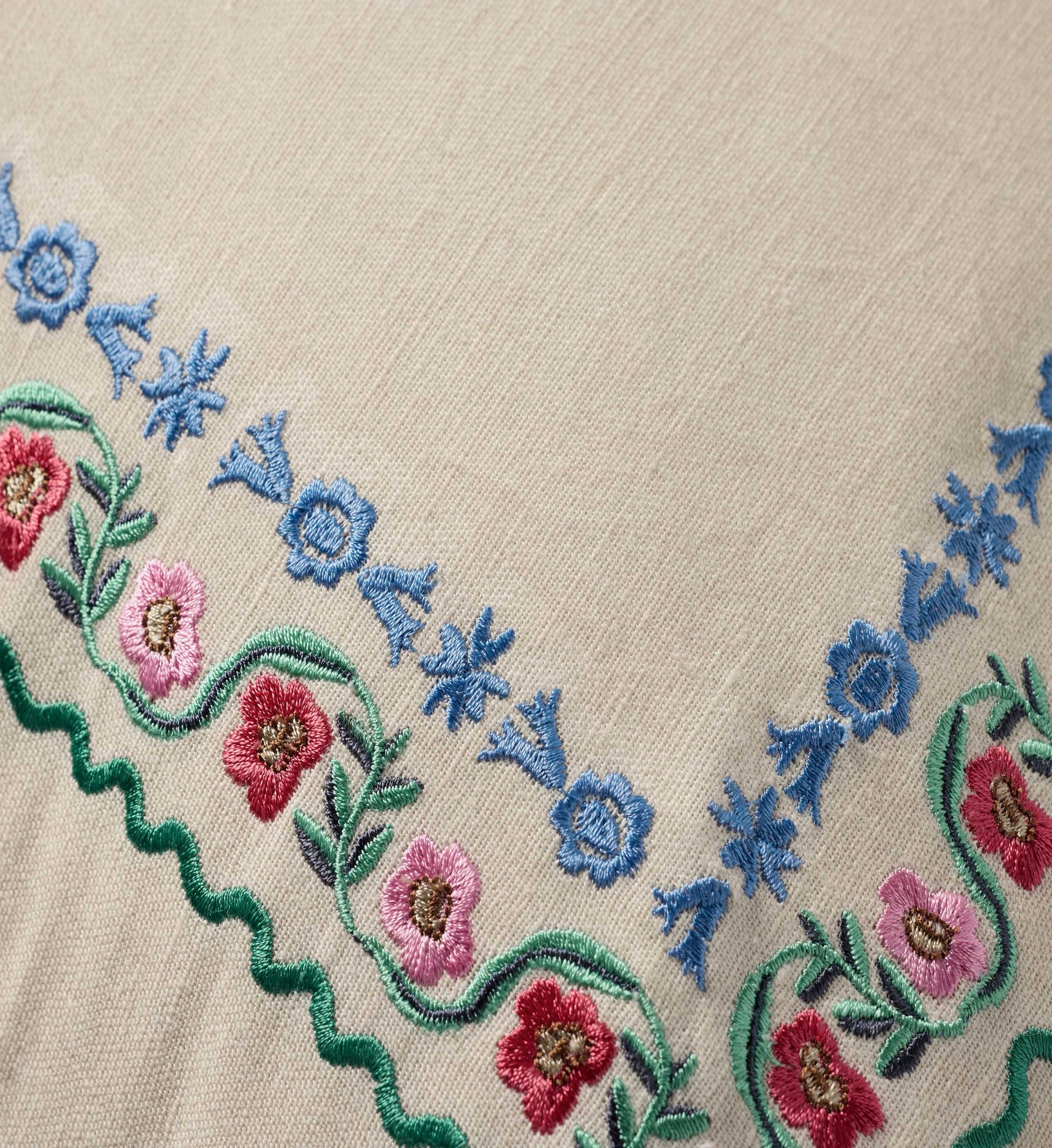 Delphine Border Embroidered Pillow - Cream - Image 3