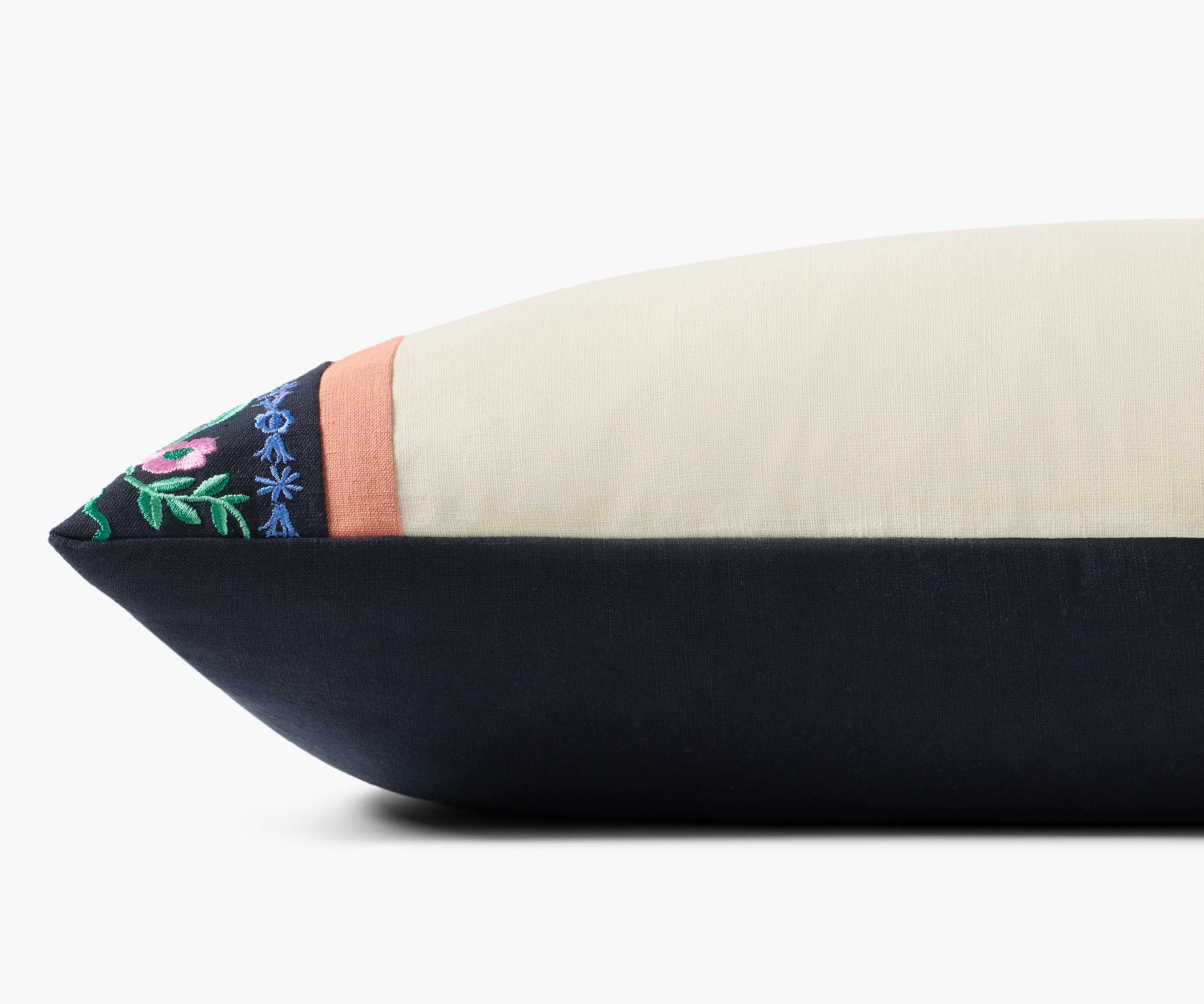 Delphine Stripe Embroidered Lumbar Pillow - Multi - Image 2