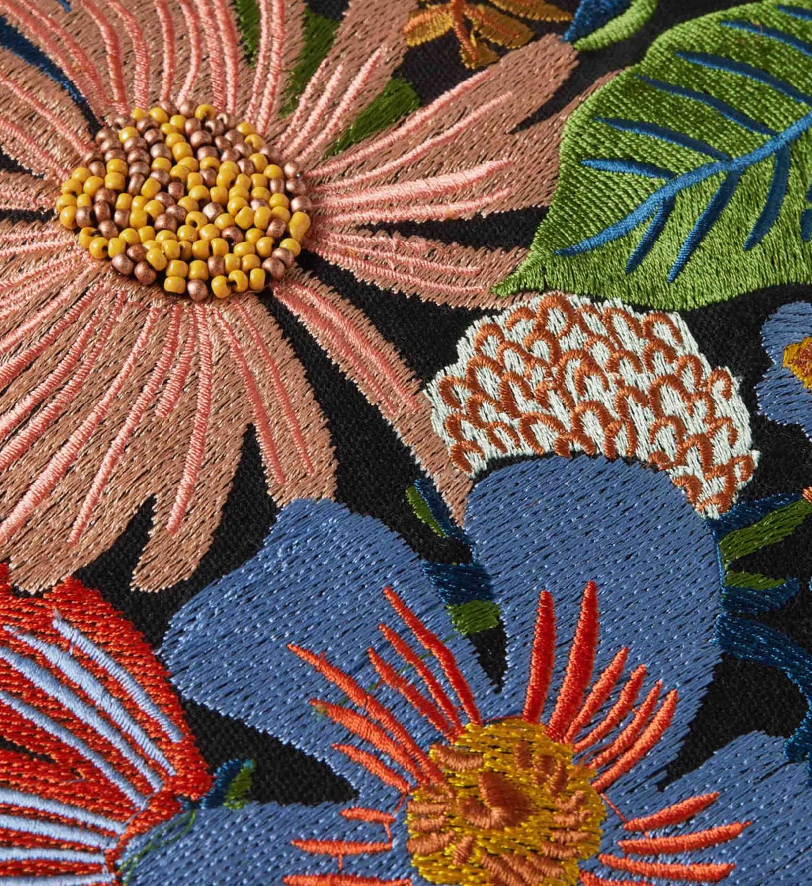 Dovecote Embroidered Pillow - Black - Image 2