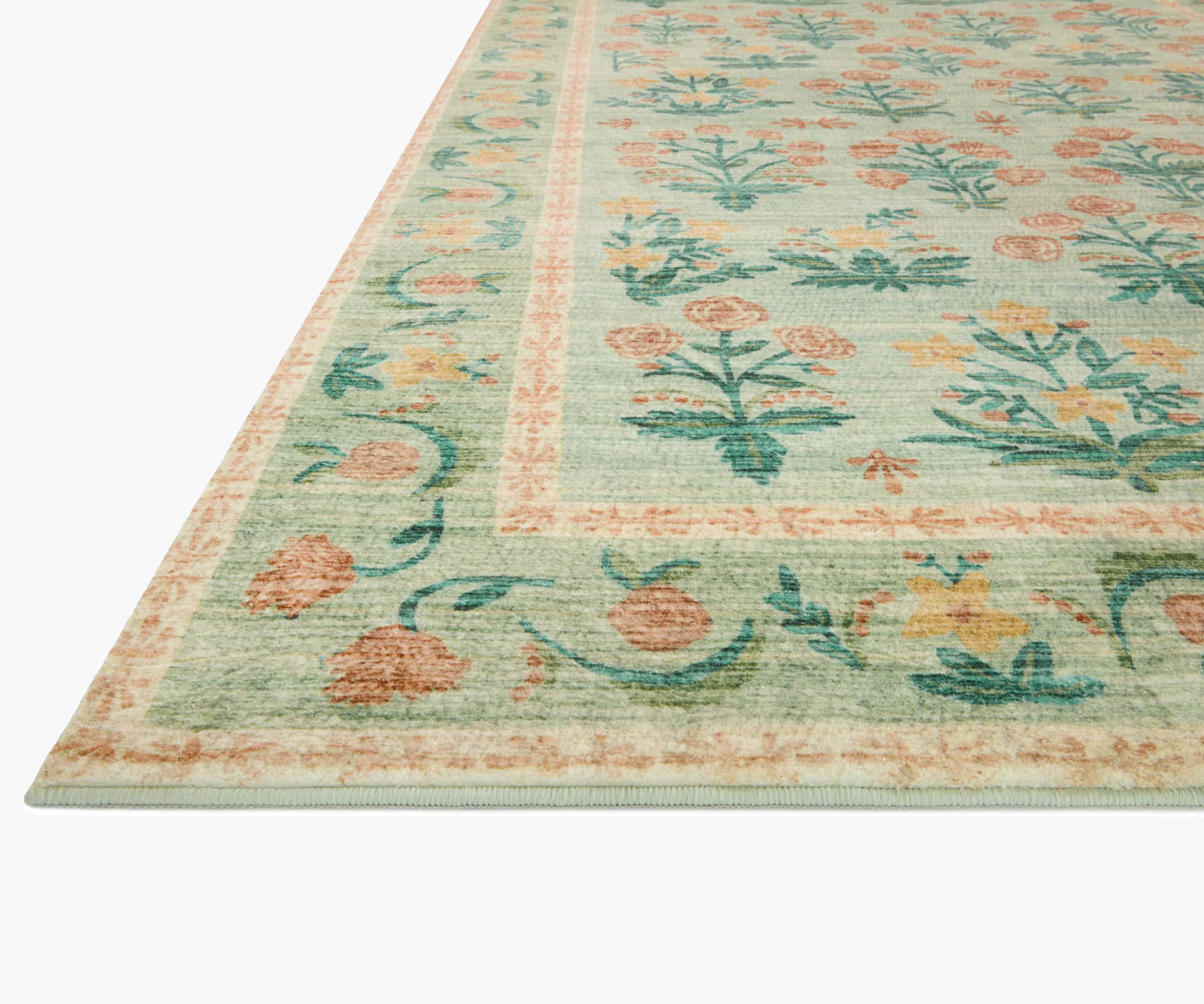 Eden Mughal Rose Power Loomed Rug - Moss - Image 4