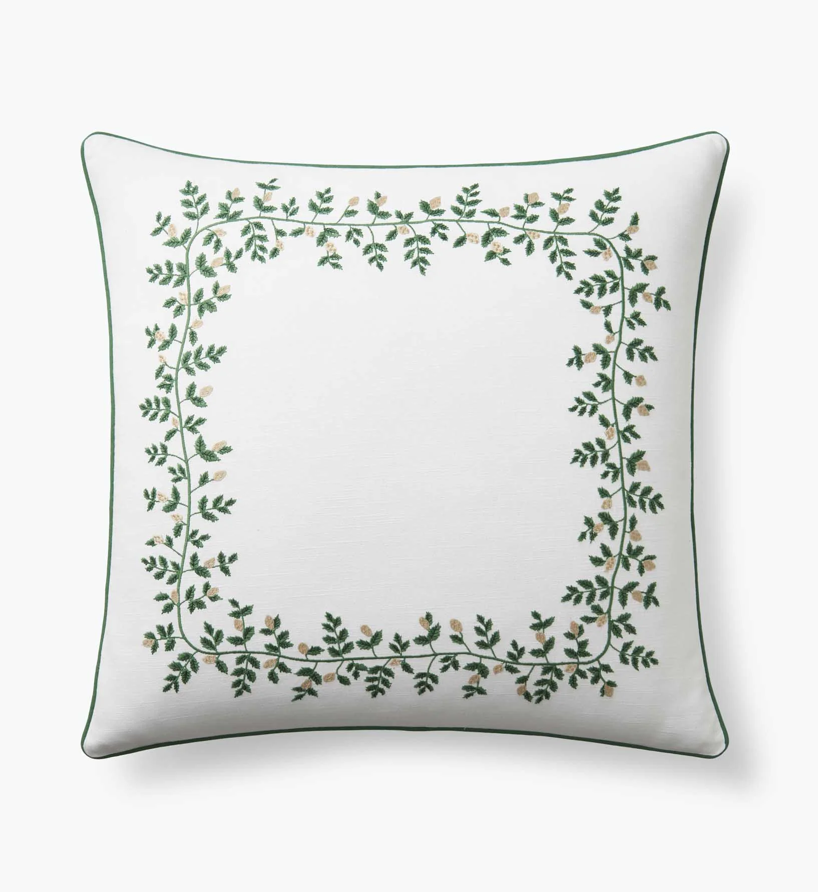 Embroidered Pillow Cover - Climbing Vines White