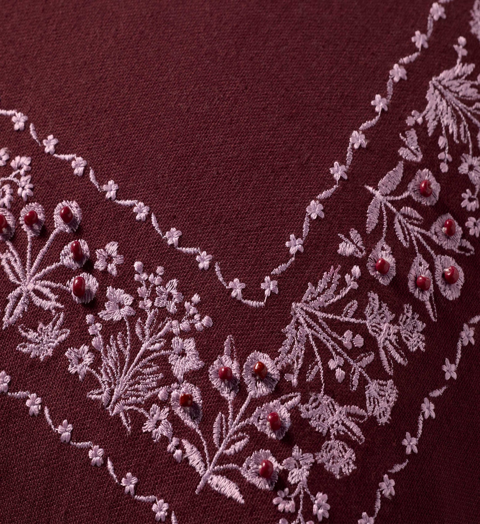 Estee Border Embroidered Pillow - Mulberry - Image 3