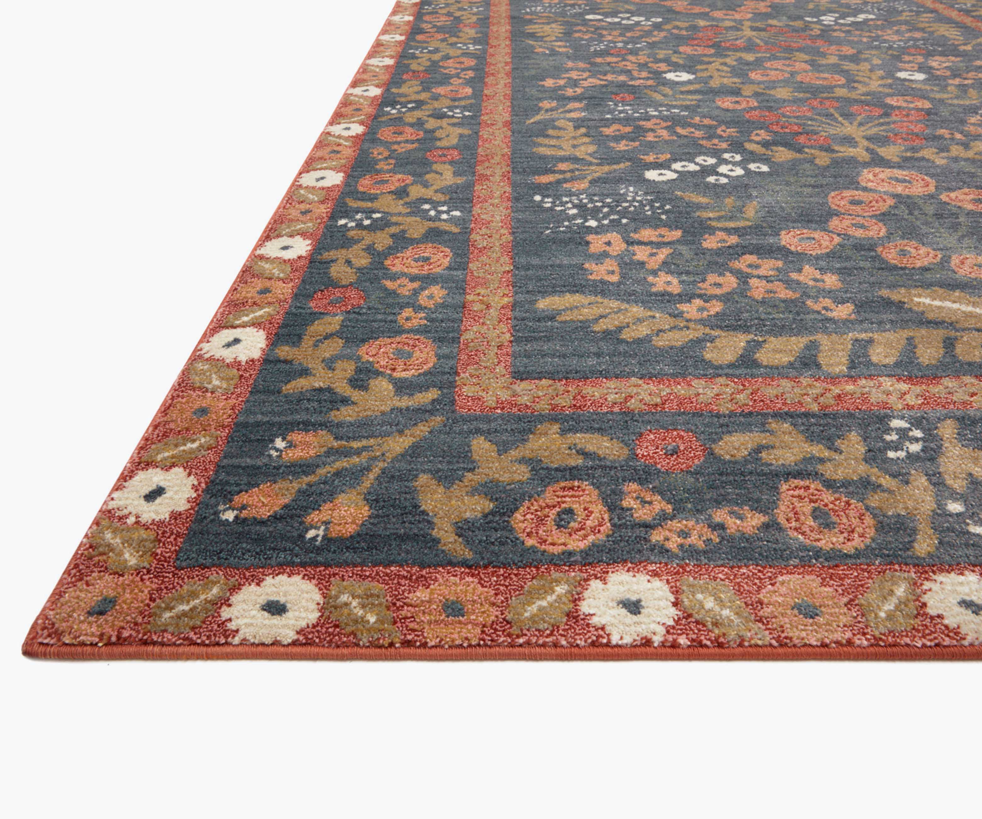 Fiore Florence Power Loomed Rug - Navy & Rust - Image 3