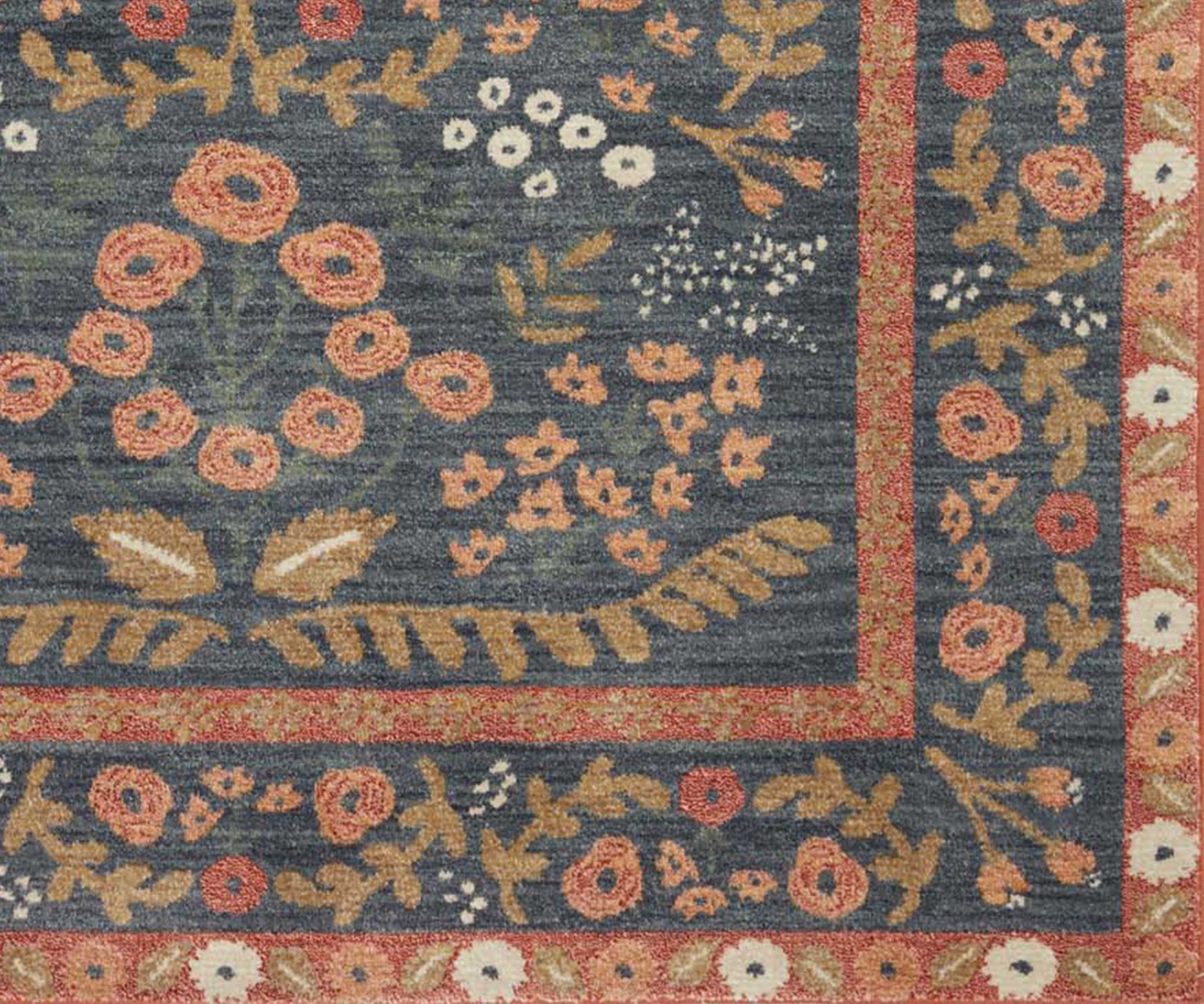 Fiore Florence Power Loomed Rug - Navy & Rust - Image 4
