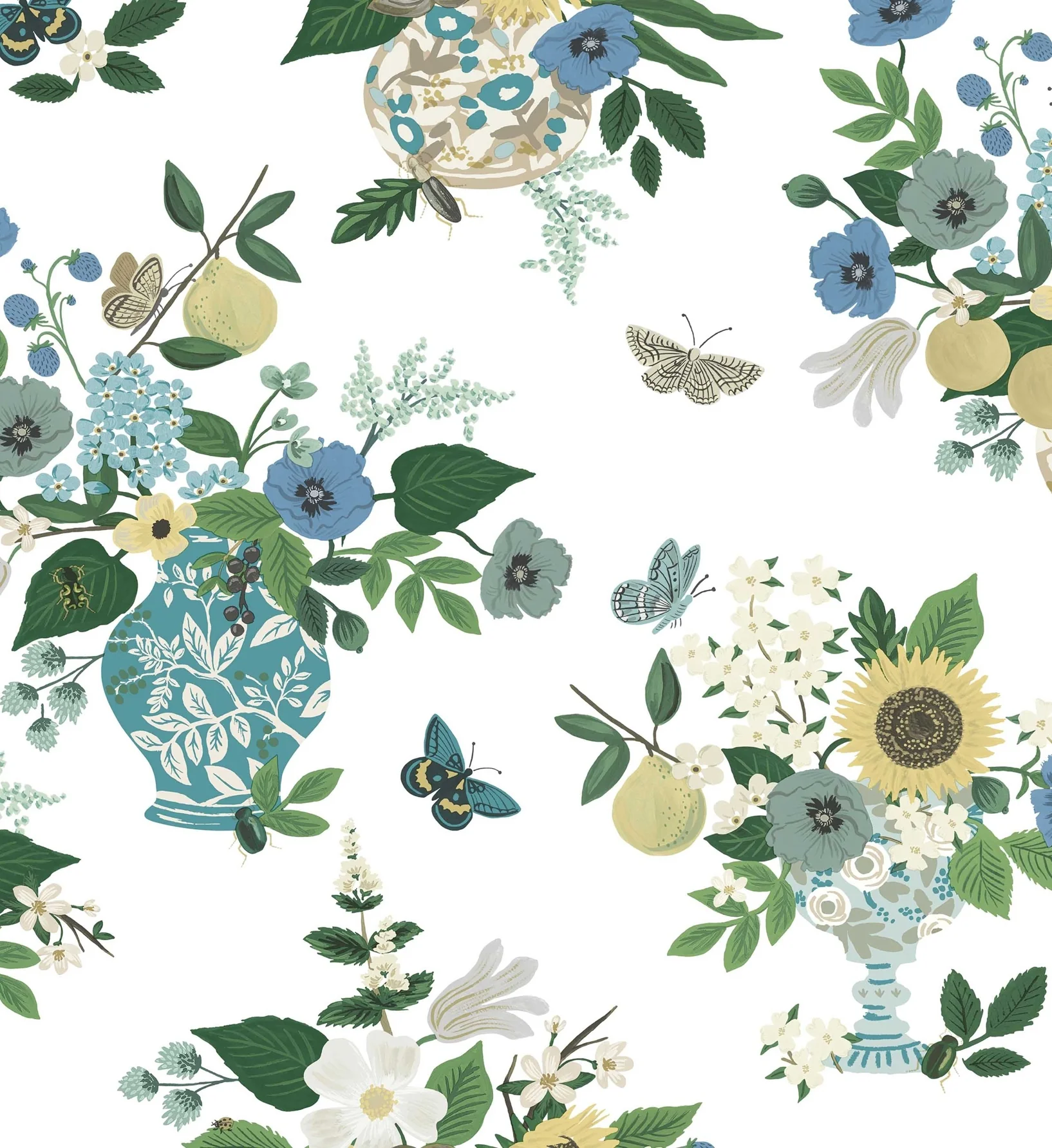 Flower Studies Wallpaper - Blue Multi - Image 2