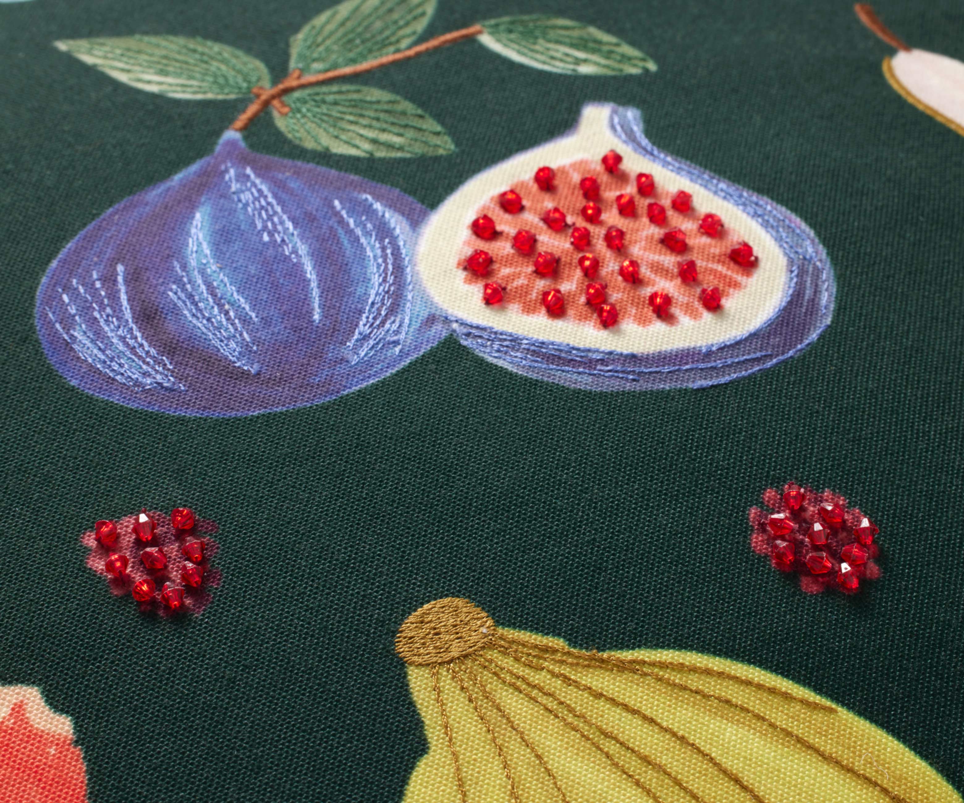 Fruit Stand Embroidered Pillow - Green - Image 3