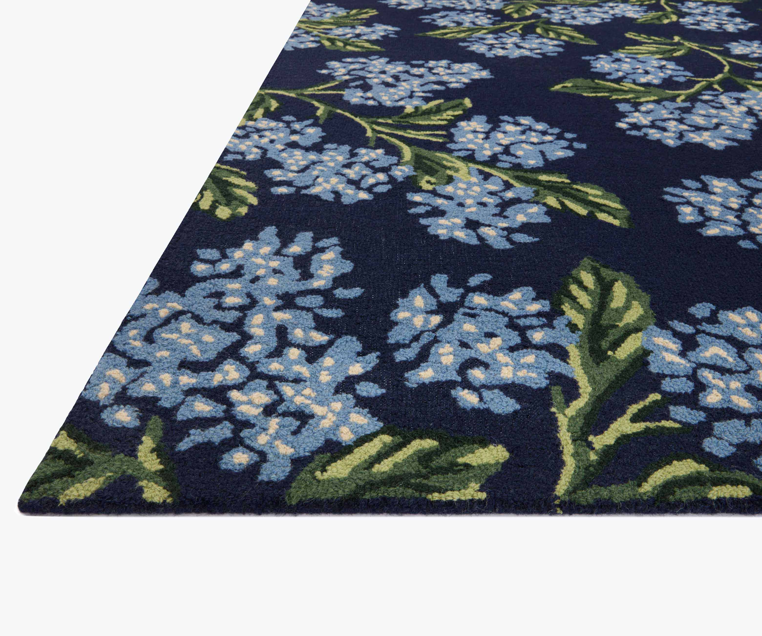 Joie Hydrangea Wool-Hooked Rug - Navy - Image 2