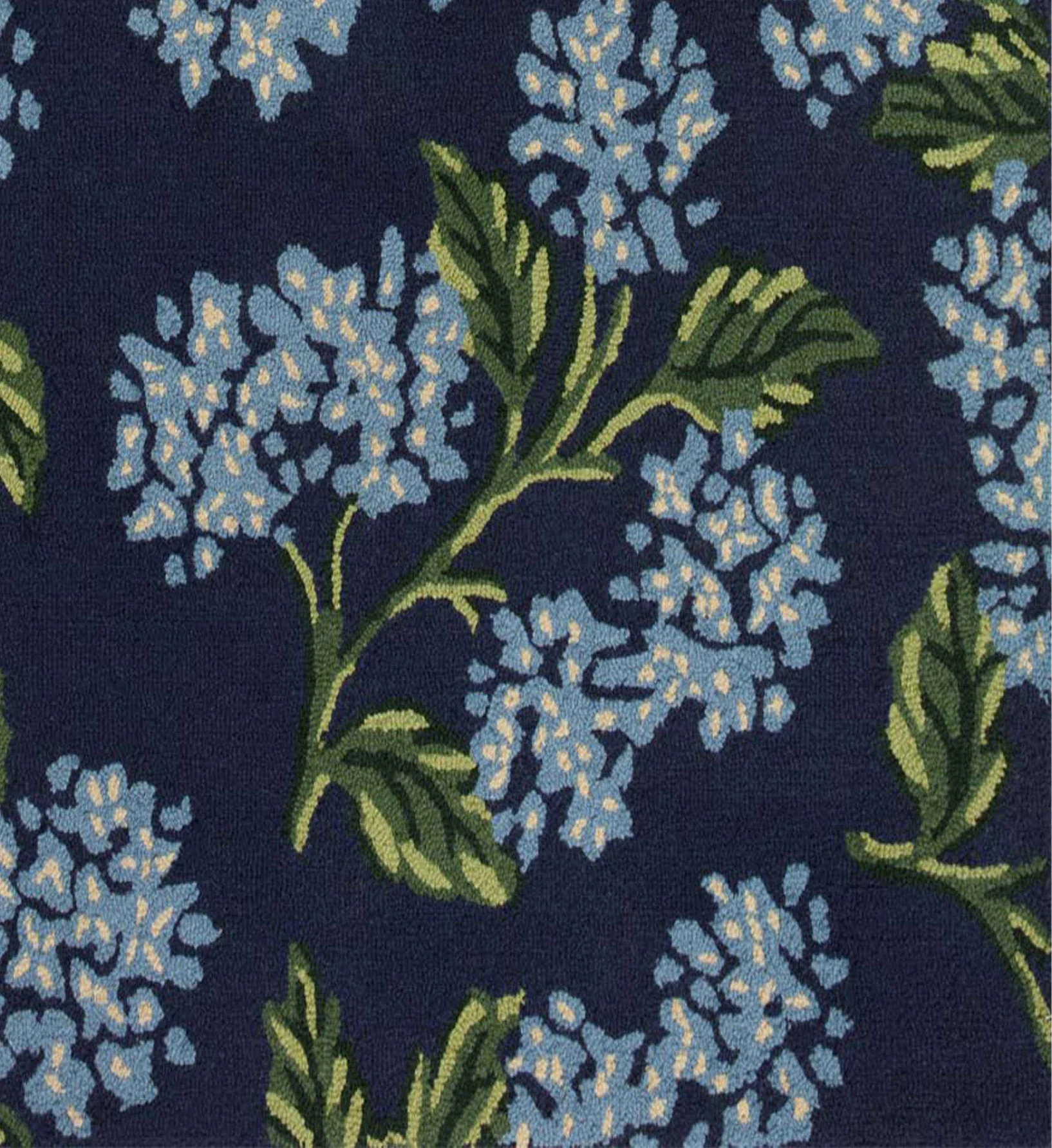 Joie Hydrangea Wool-Hooked Rug - Navy - Image 3