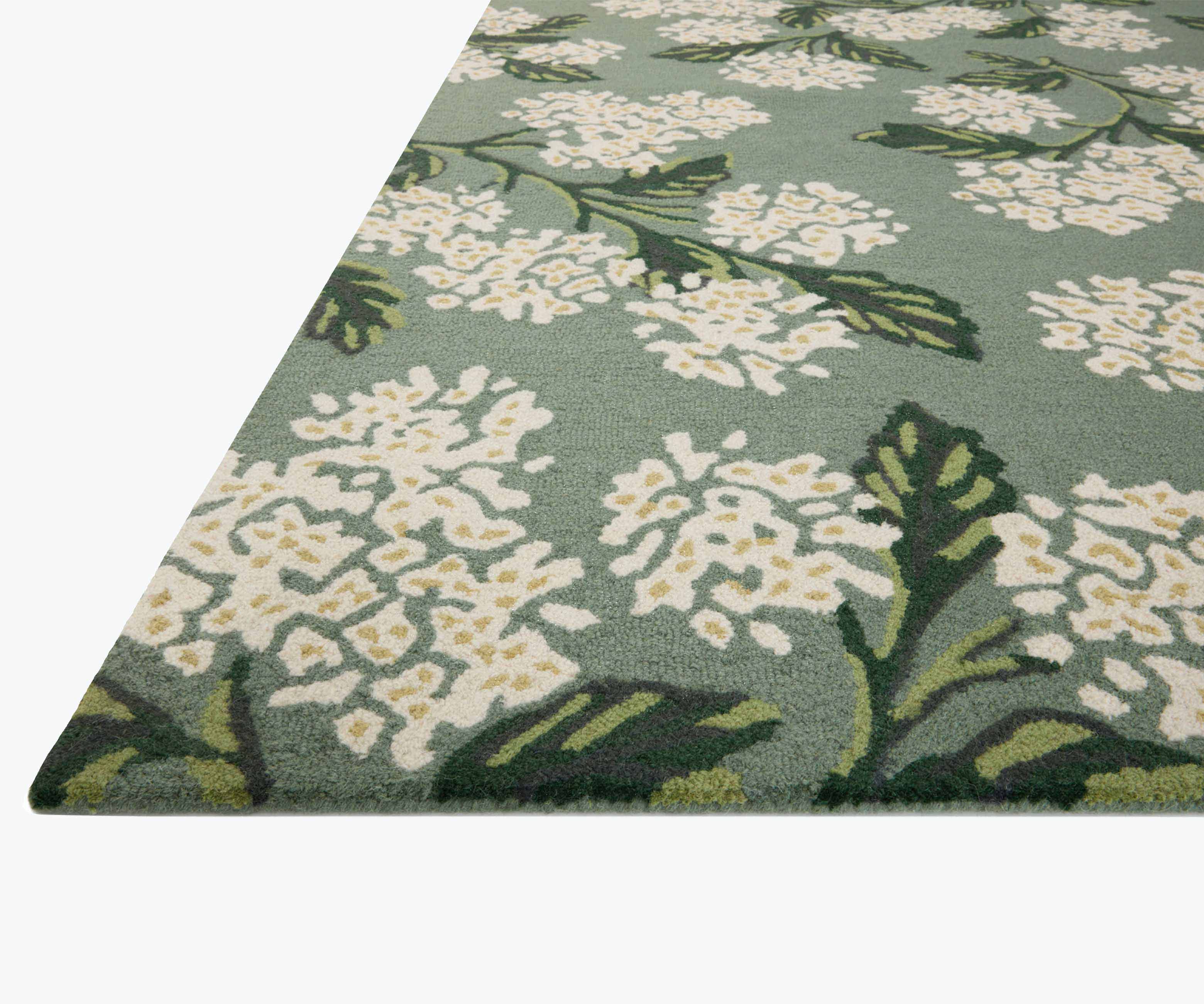 Joie Hydrangea Wool-Hooked Rug - Sage - Image 2