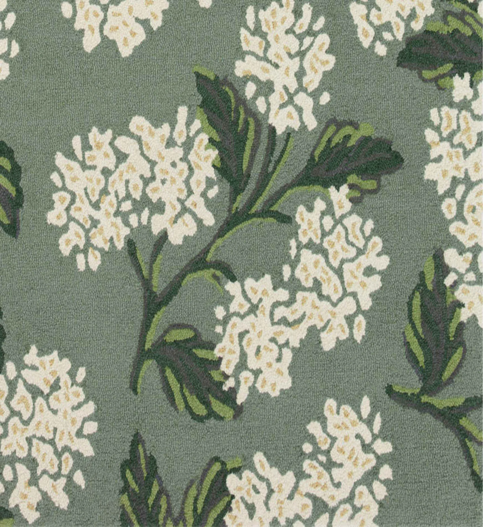 Joie Hydrangea Wool-Hooked Rug - Sage - Image 3