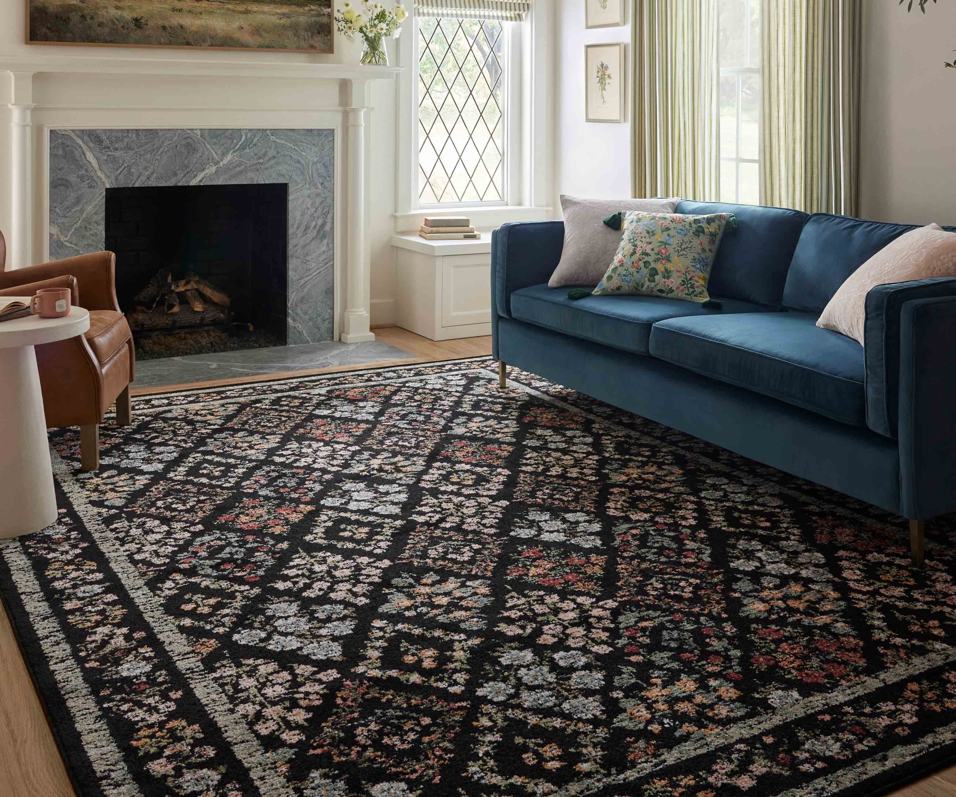 Laurel Parquet Power Loomed Rug - Black - Image 2