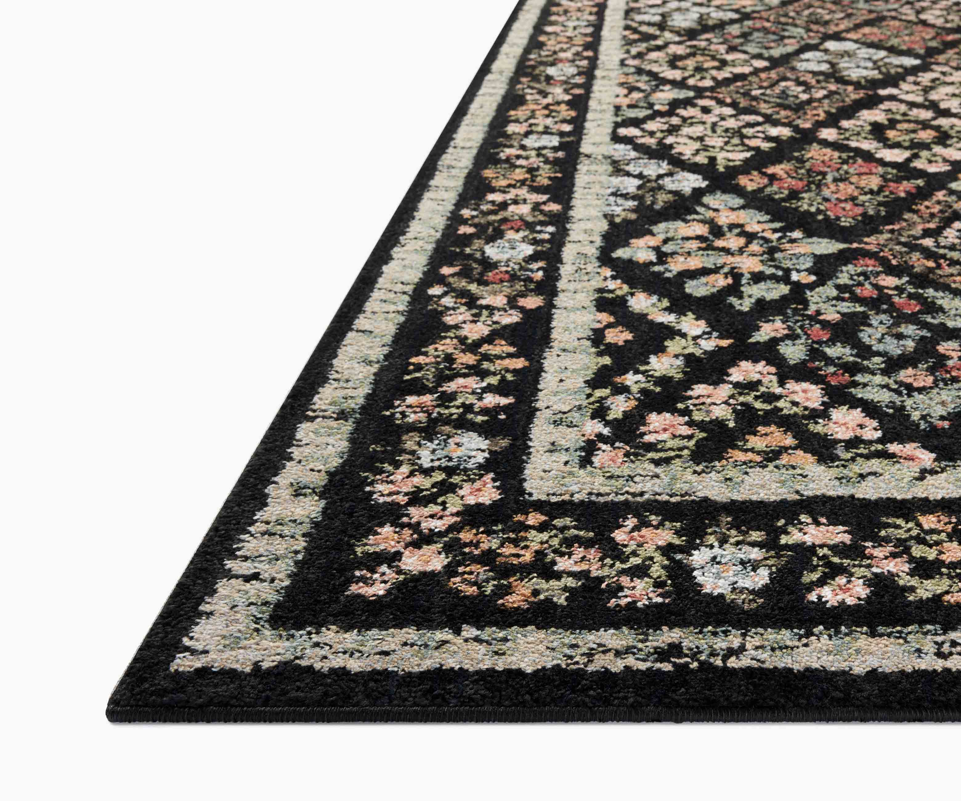 Laurel Parquet Power Loomed Rug - Black - Image 3