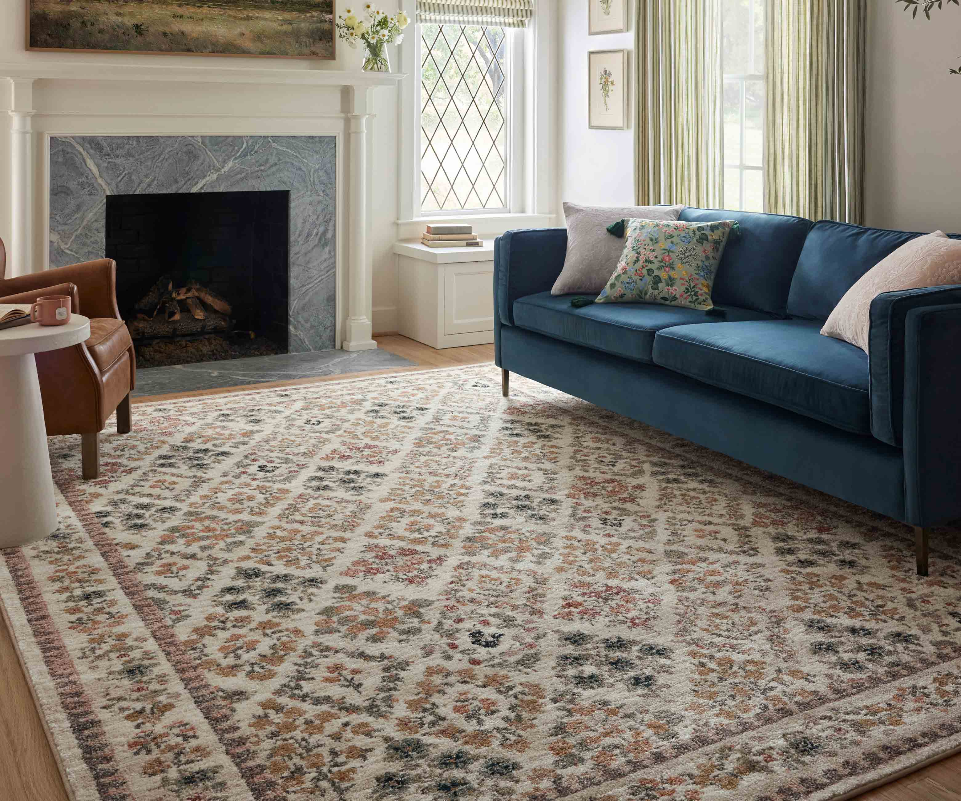 Laurel Parquet Power Loomed Rug - Cream - Image 2