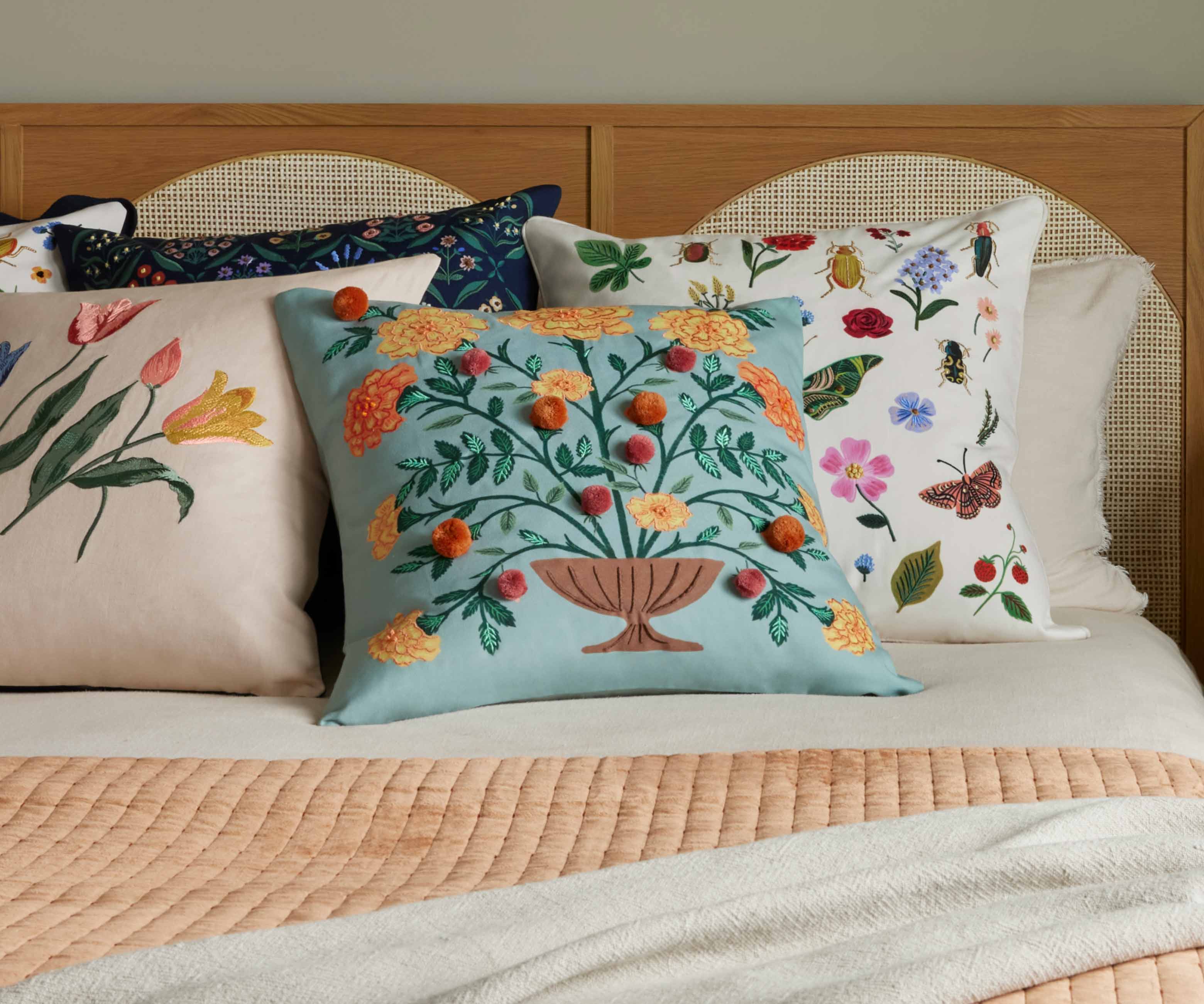Marisol Embroidered Pillow - Light Green - Image 4
