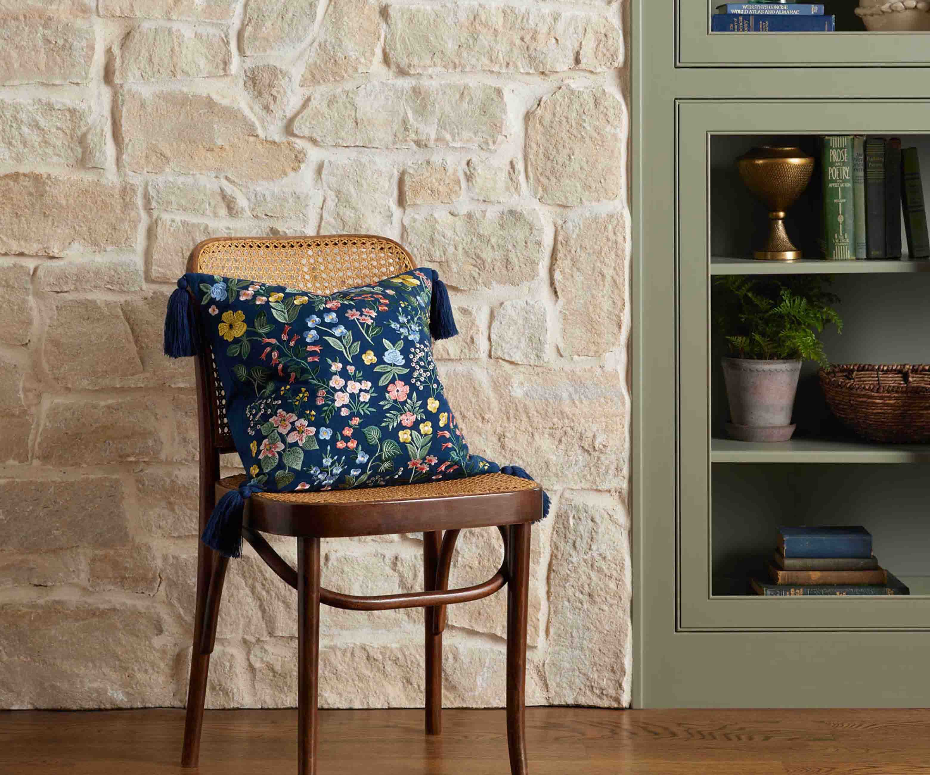 Mayfair Embroidered Pillow - Navy - Image 3