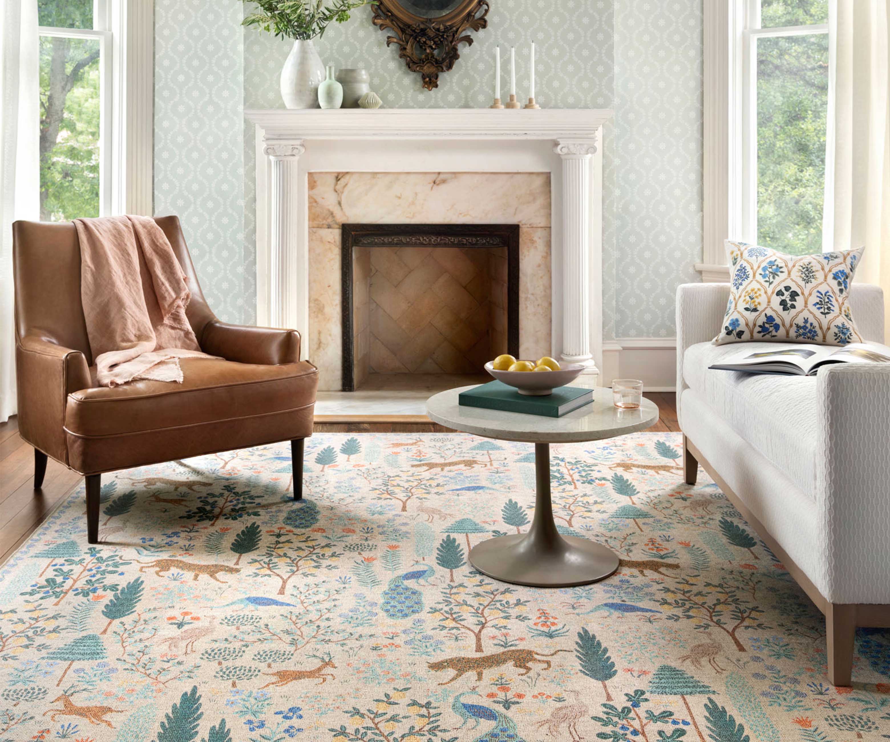 Menagerie Forest Printed Rug - Cream - Image 2