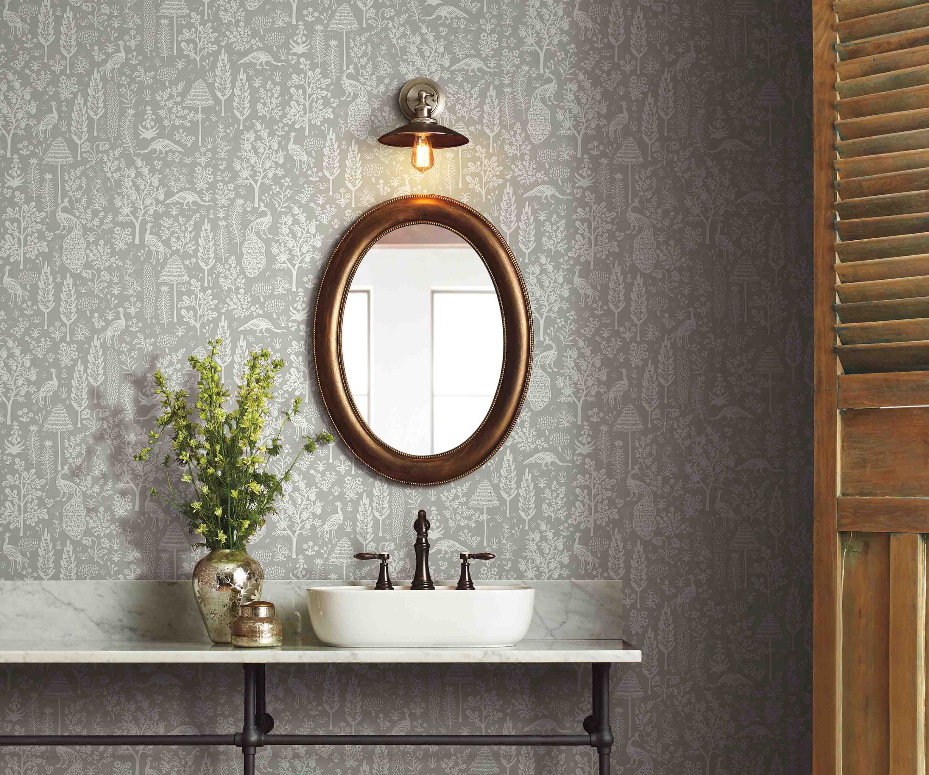 Menagerie Toile Wallpaper - Grey & White - Image 2