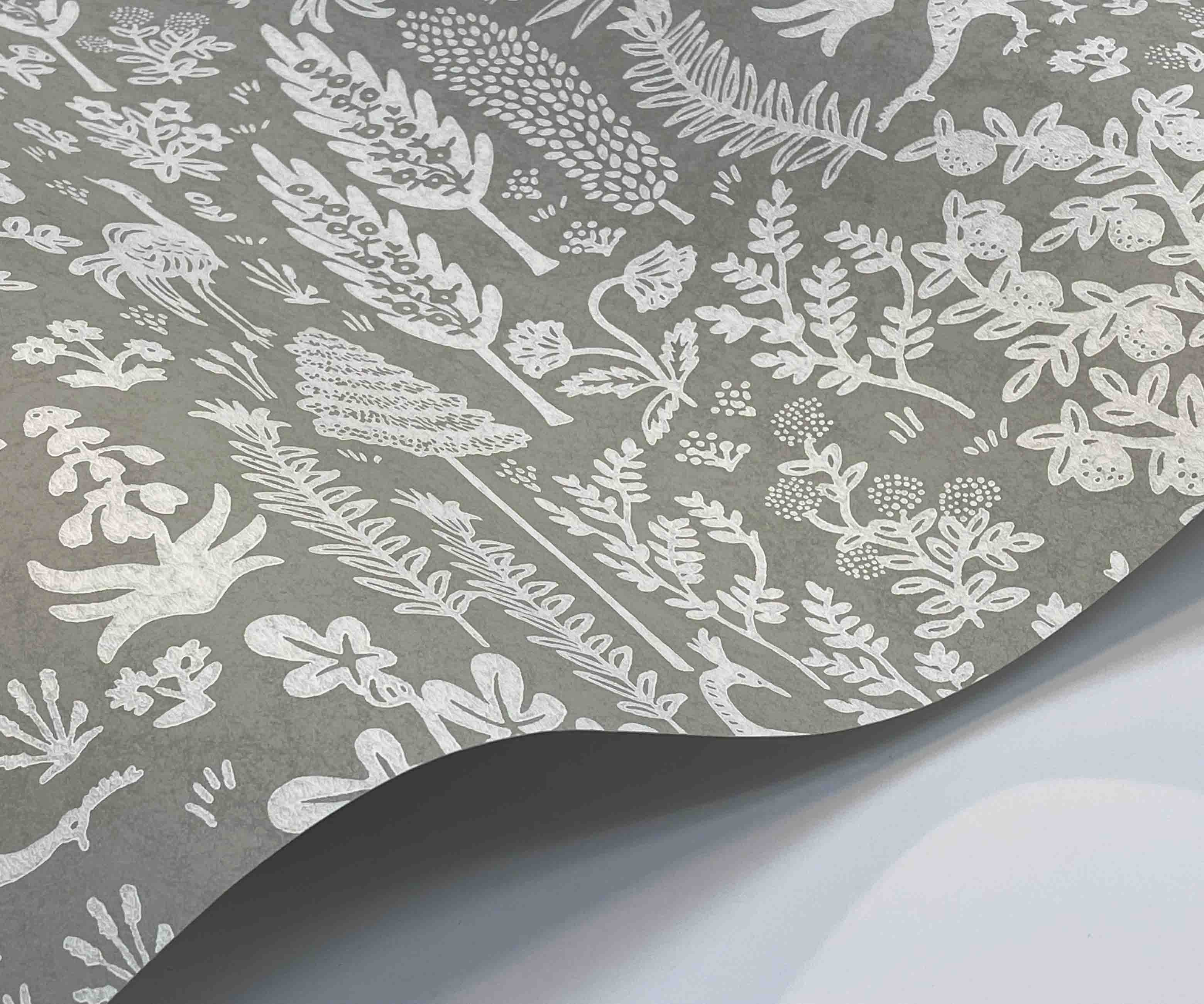 Menagerie Toile Wallpaper Sample - Grey & White - Image 2