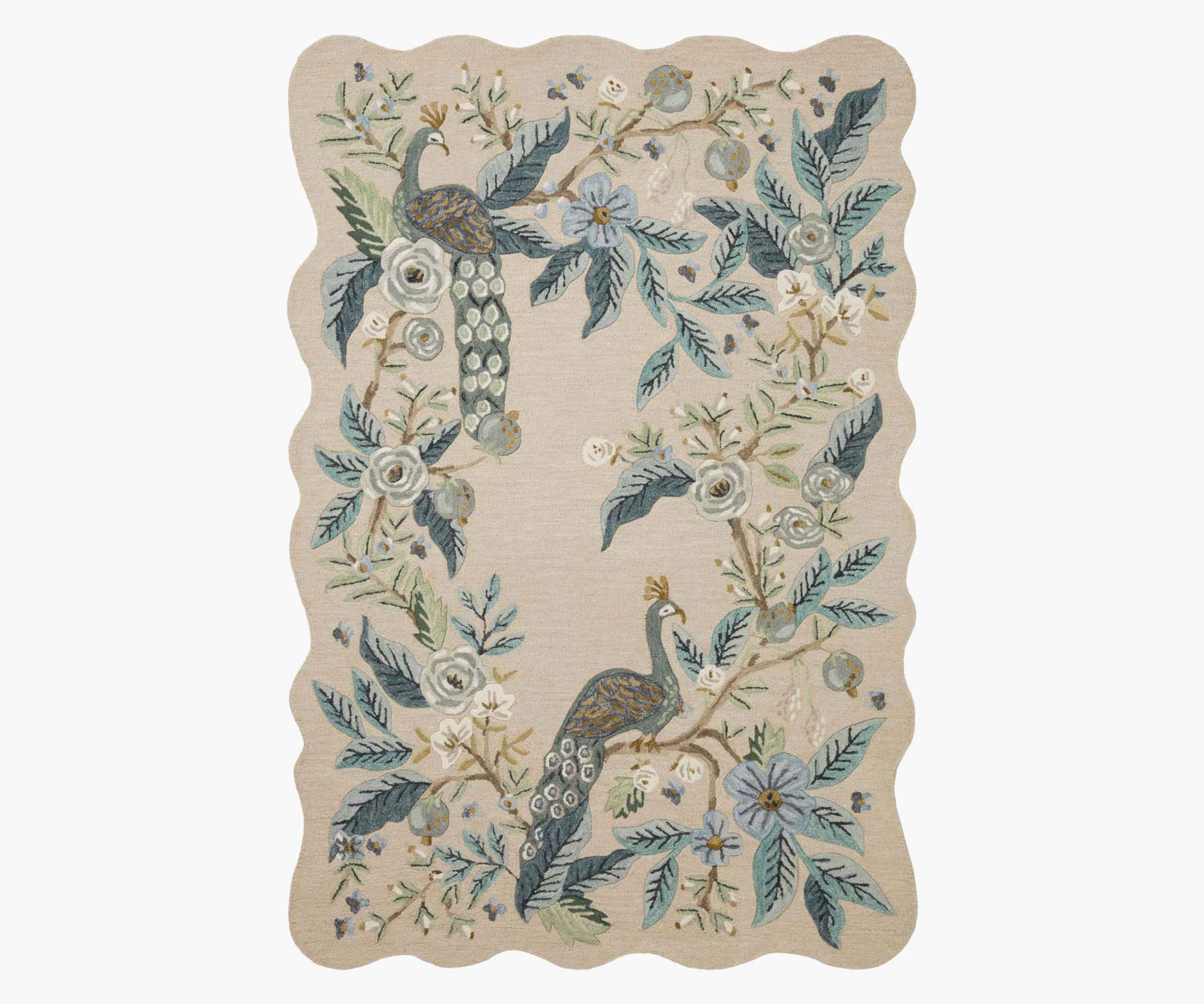 Peacock Wool-Hooked Rug - Blue - Image 7