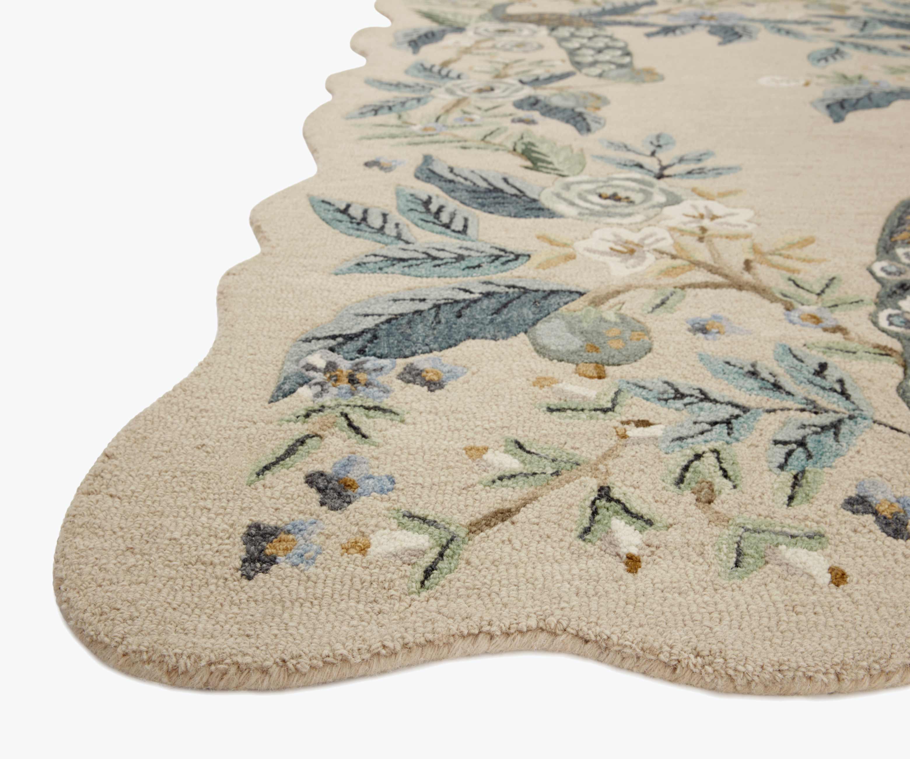 Peacock Wool-Hooked Rug - Blue - Image 8