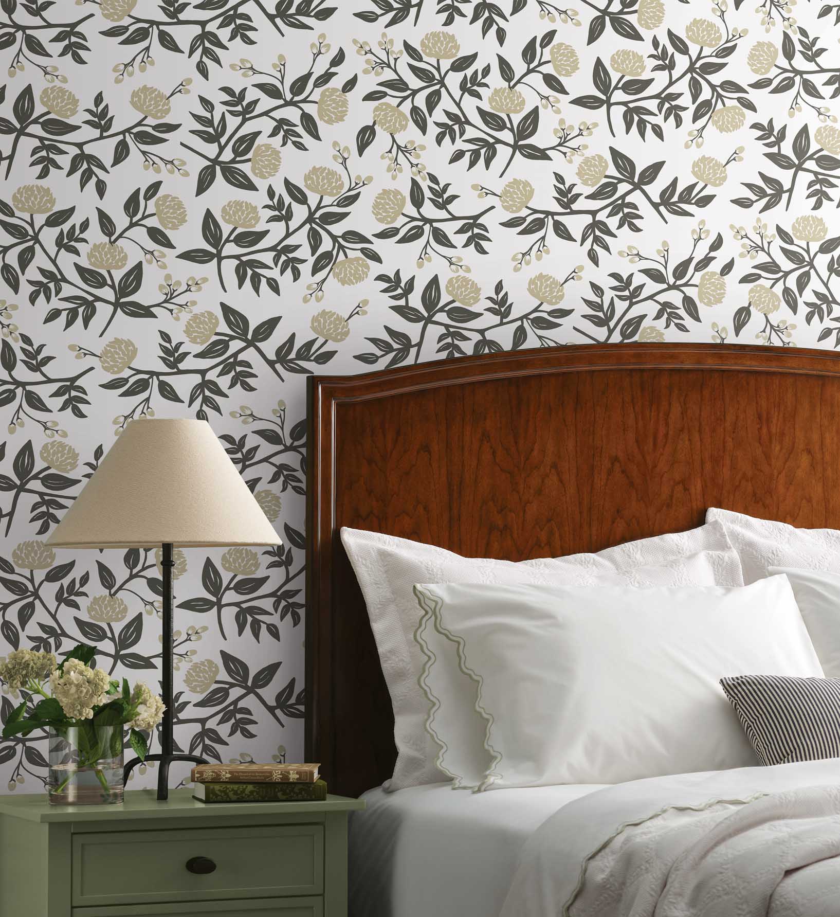 Peonies Peel & Stick Wallpaper - White - Image 2
