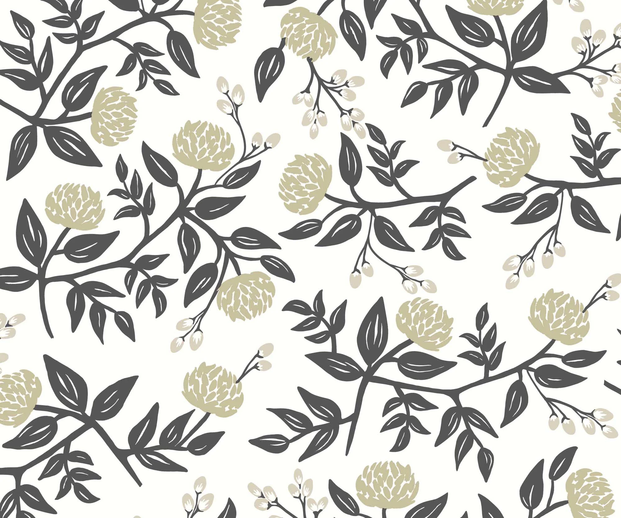 Peonies Wallpaper - White & Black - Image 2