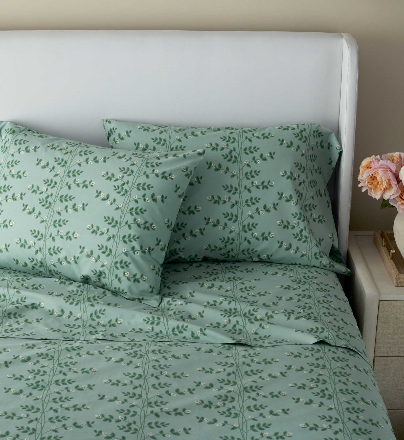 Percale Flat Sheet - Climbing Vines Sage - Image 2