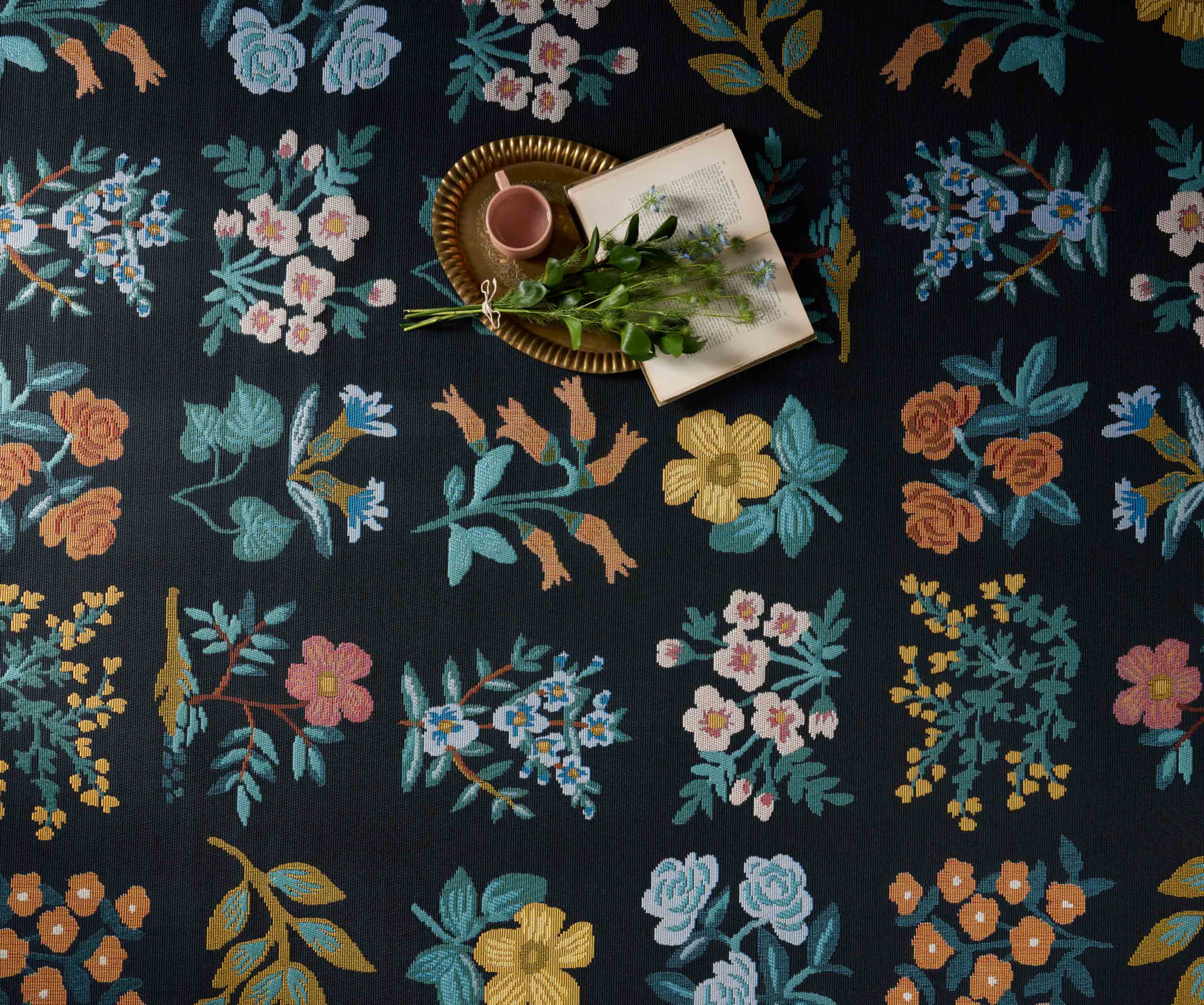 Perennial Wildflower Power Loomed Rug - Black - Image 2