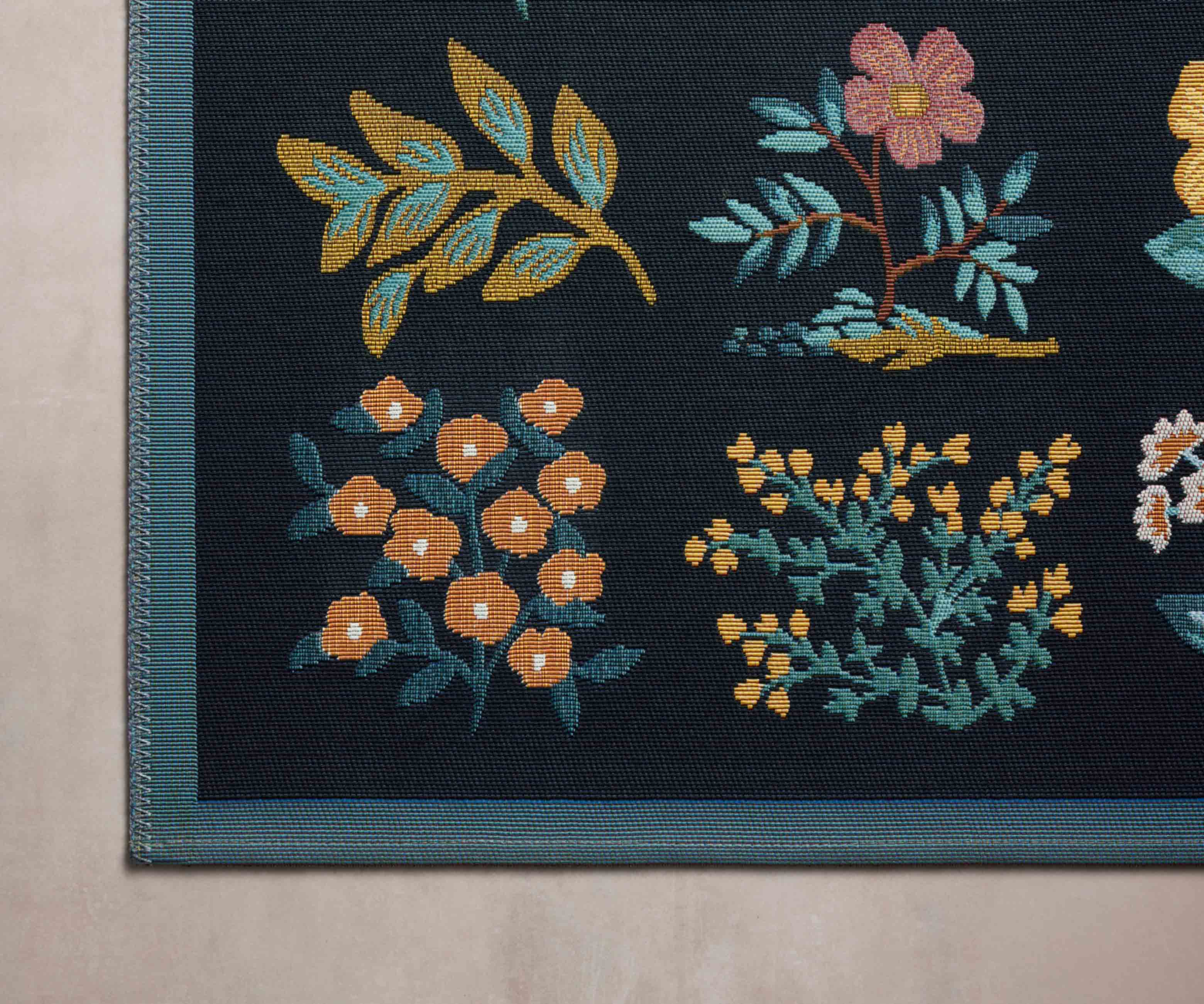 Perennial Wildflower Power Loomed Rug - Black - Image 3