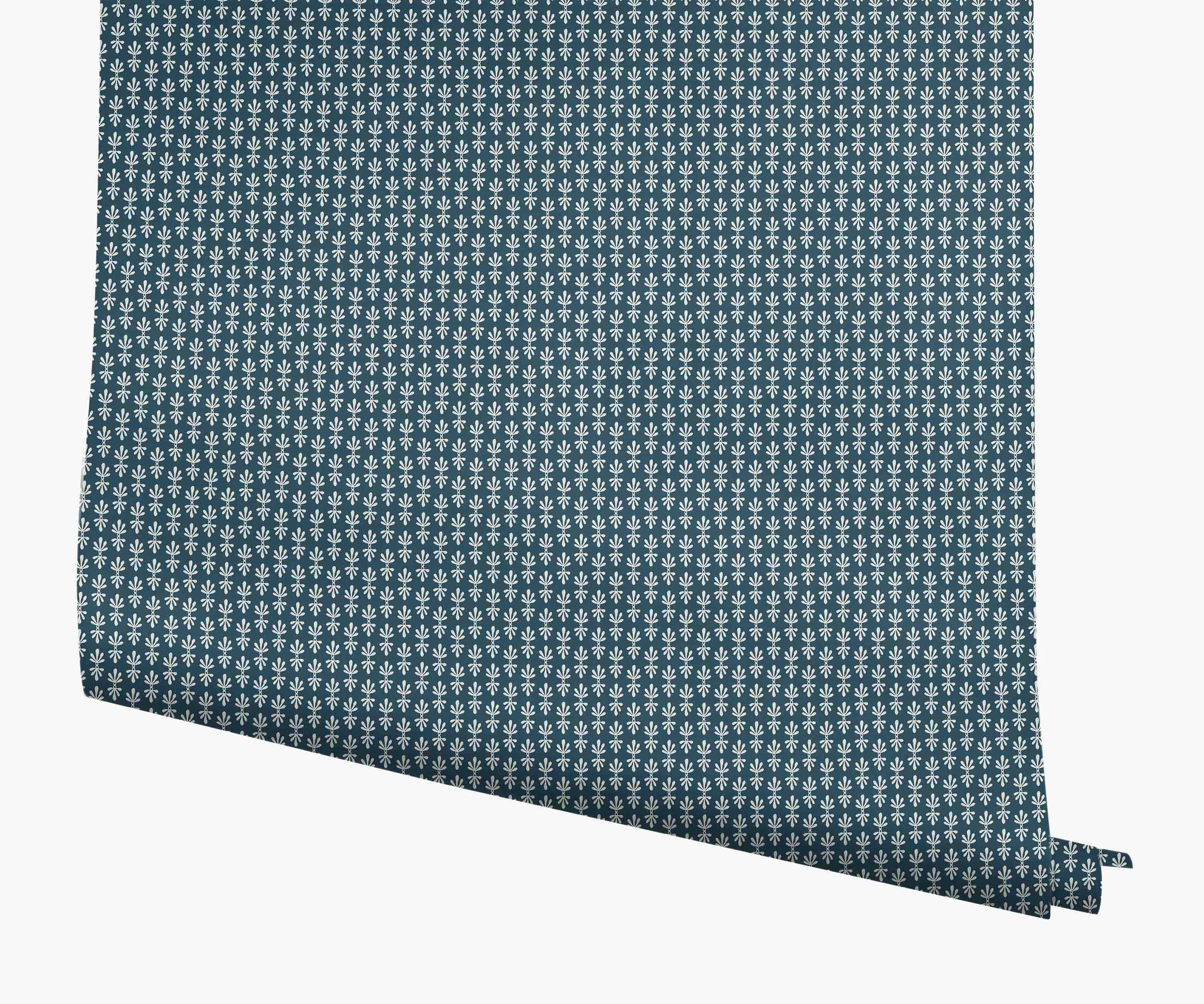 Petal Wallpaper - Teal & White