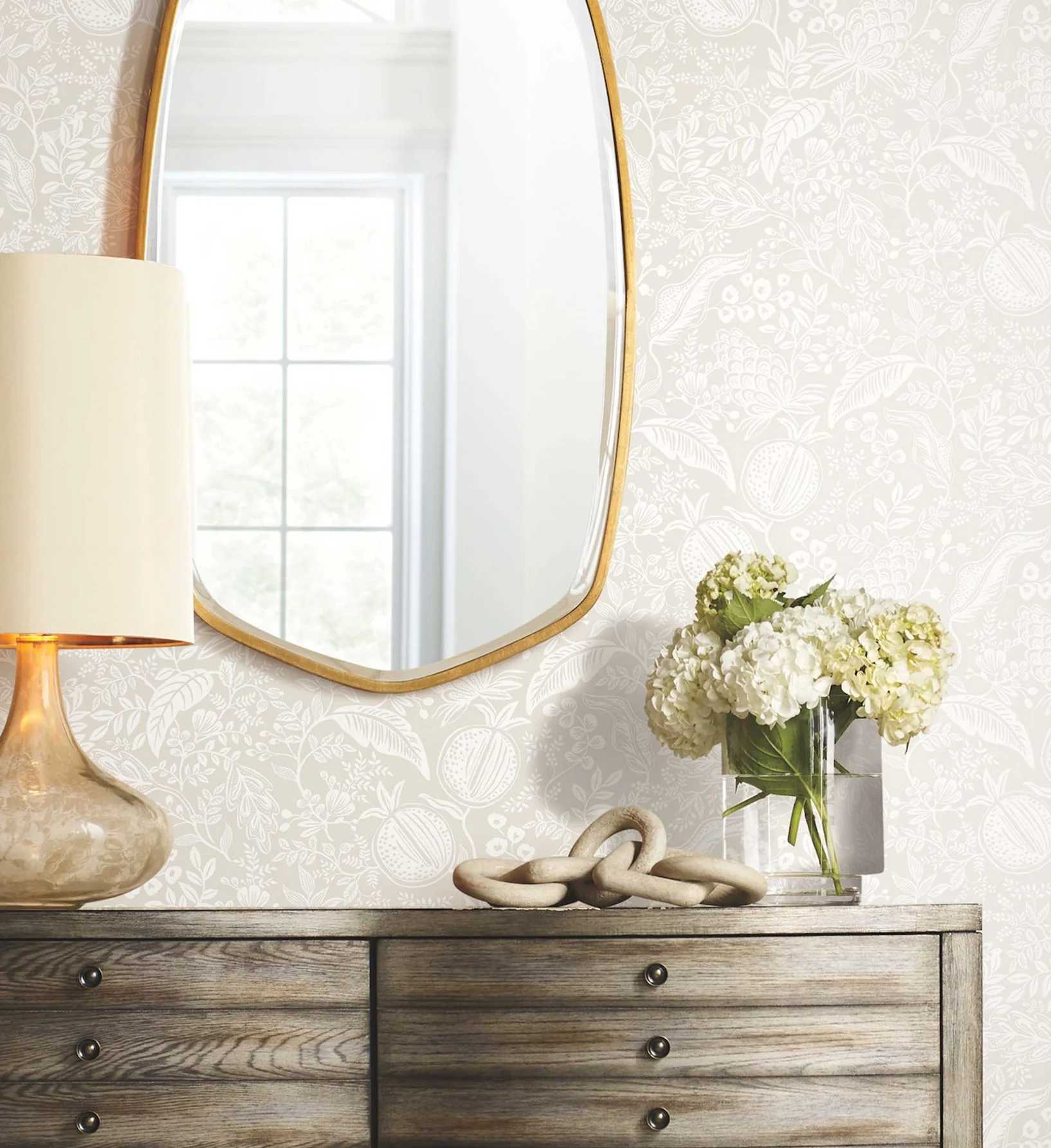 Pomegranate Peel & Stick Wallpaper - Beige & White - Image 2