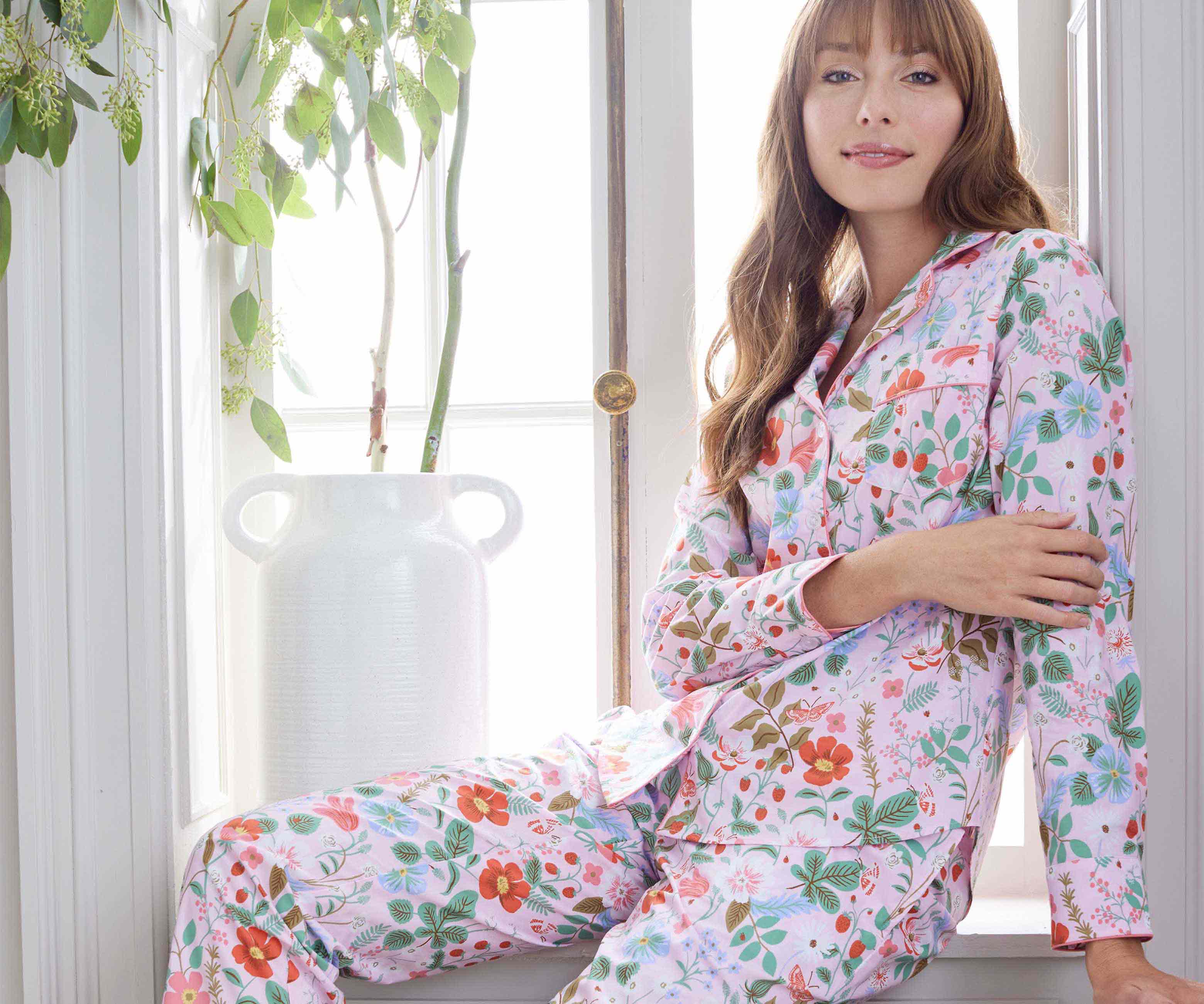 Poplin Button Front Long Set - Strawberry Fields - Image 2