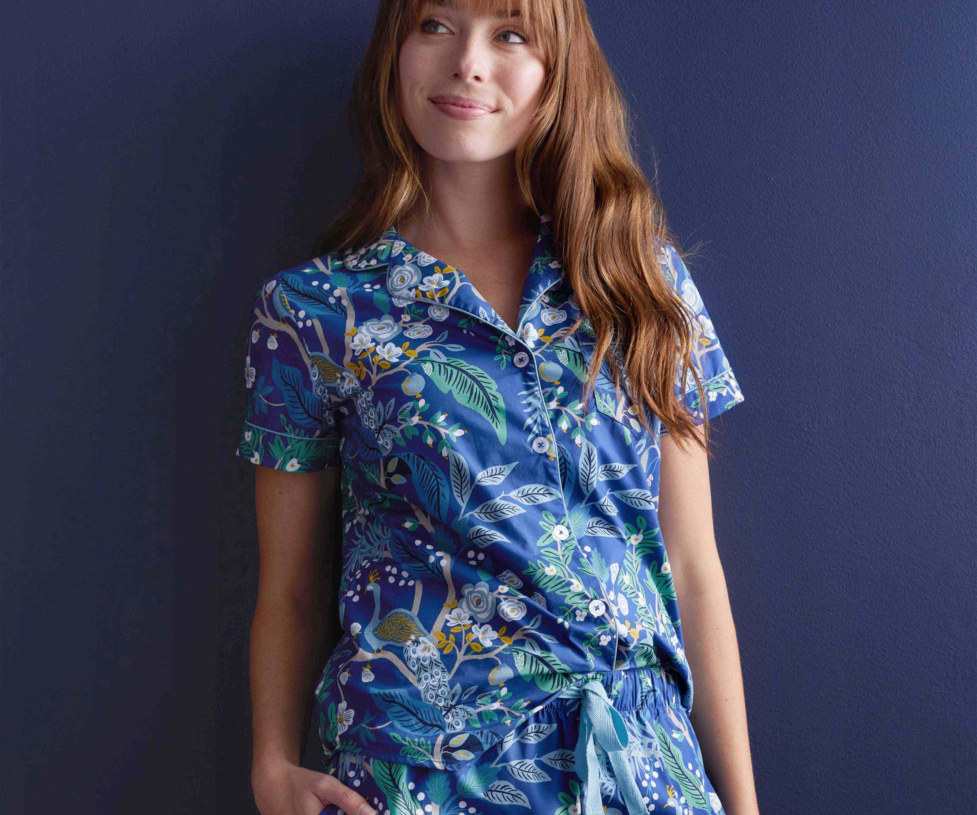 Poplin Button Front Short Set - Peacock - Image 2