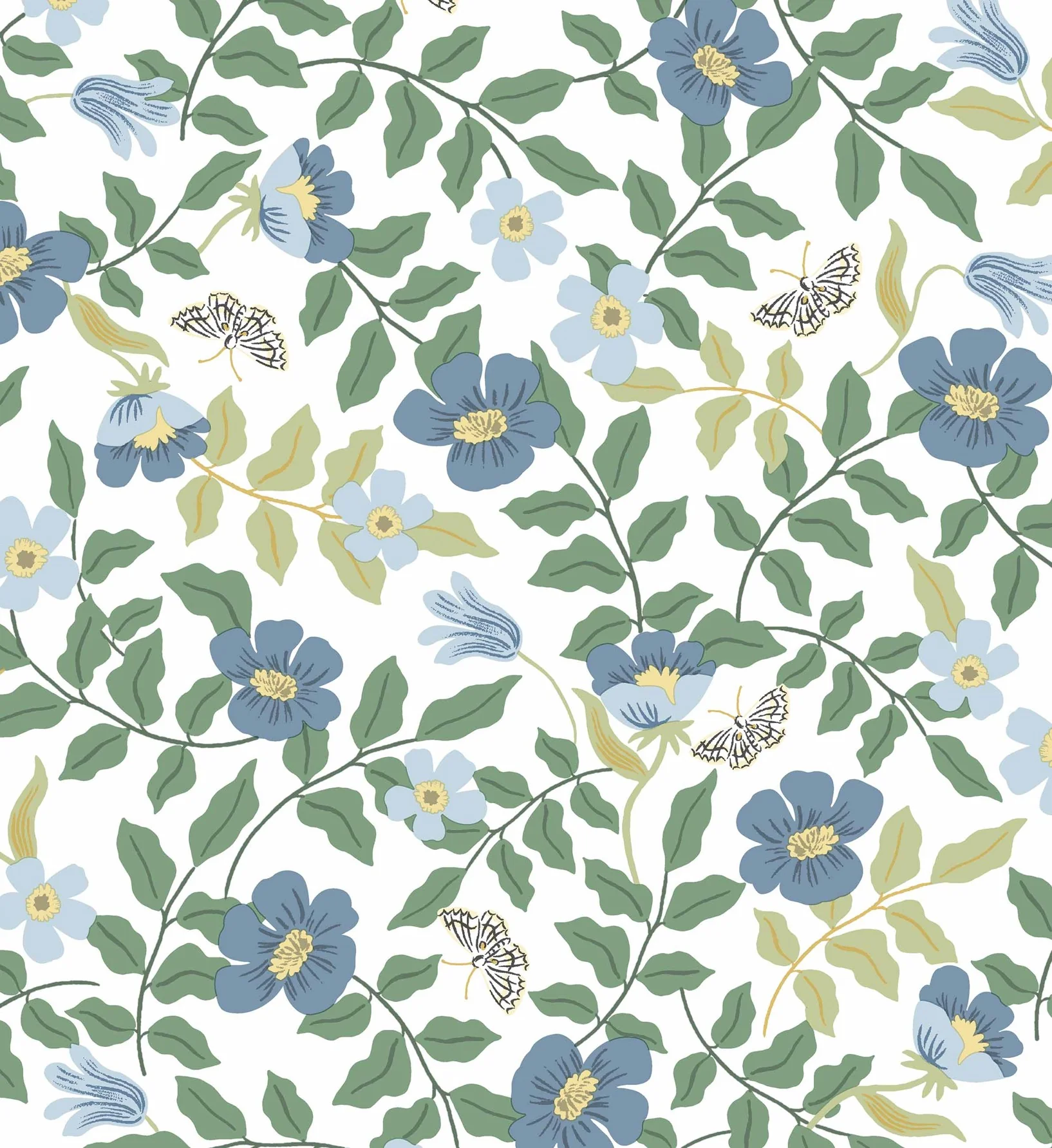 Primrose Peel & Stick Wallpaper - Blue & Cream - Image 2