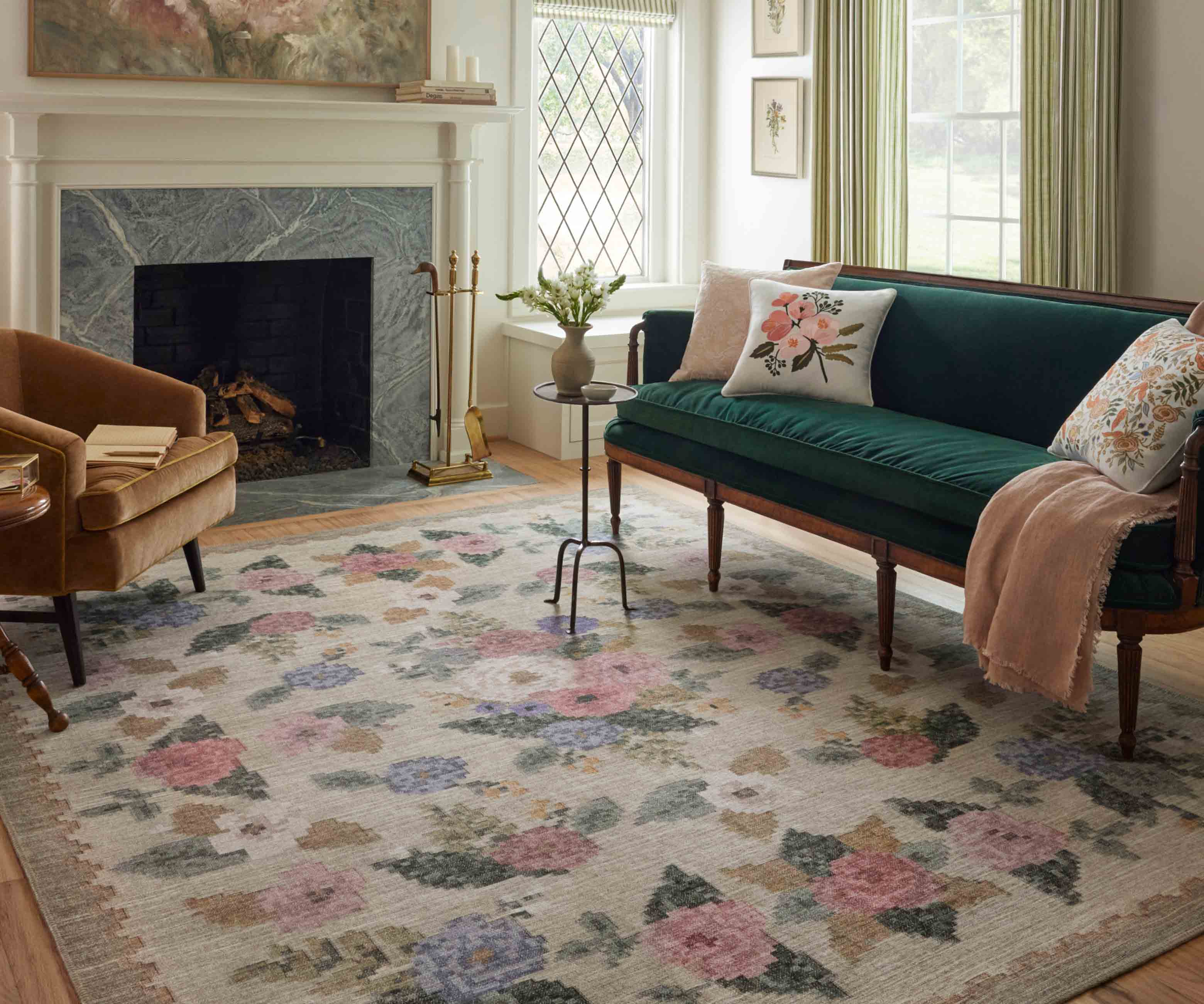 Rosa Antique Rose Power Loomed Rug - Cream - Image 2