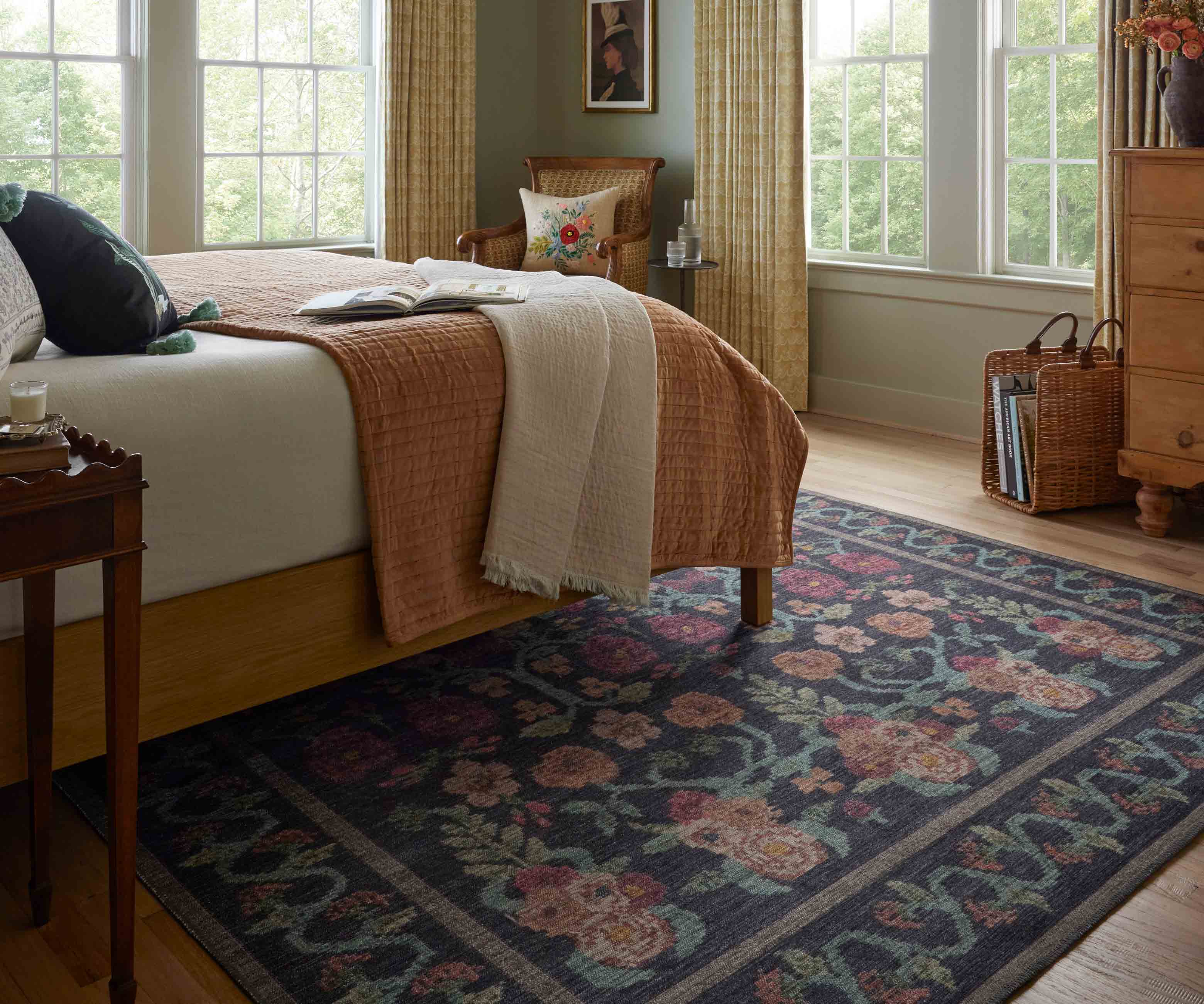 Rosa Power Loomed Rug - Black - Image 2