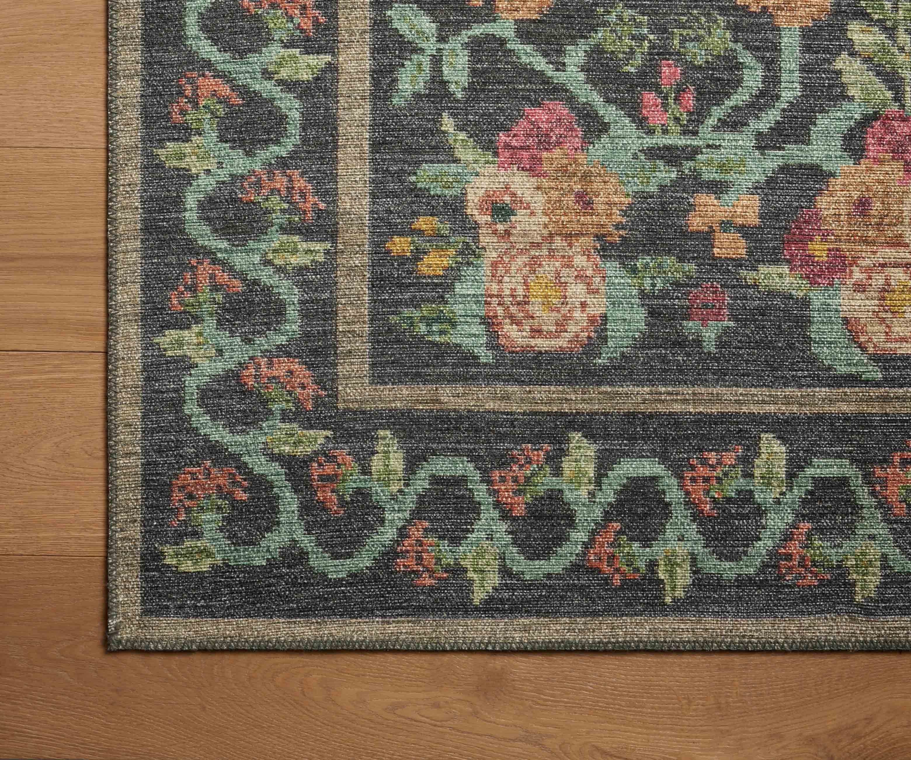 Rosa Power Loomed Rug - Black - Image 4