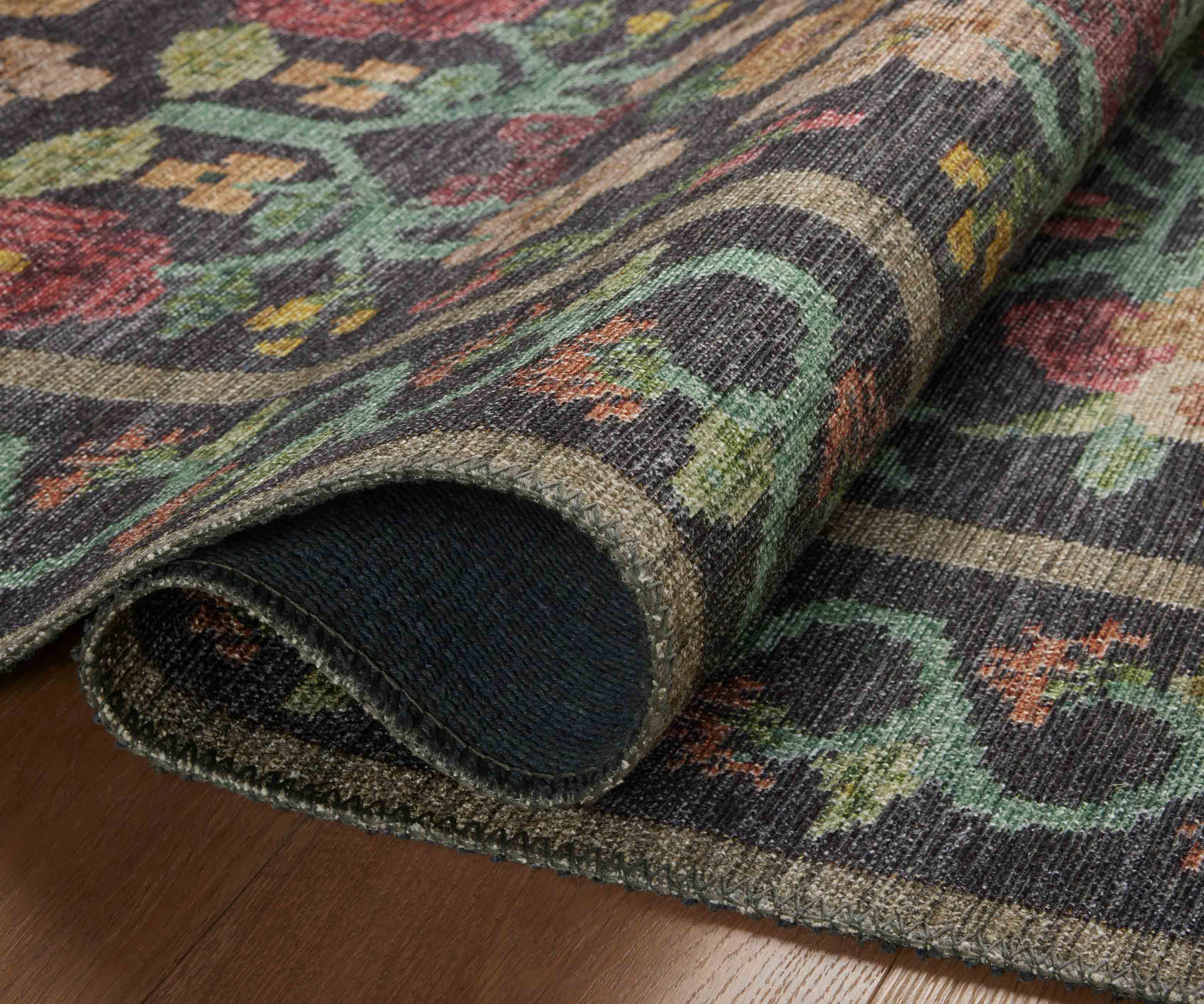Rosa Power Loomed Rug - Black - Image 5